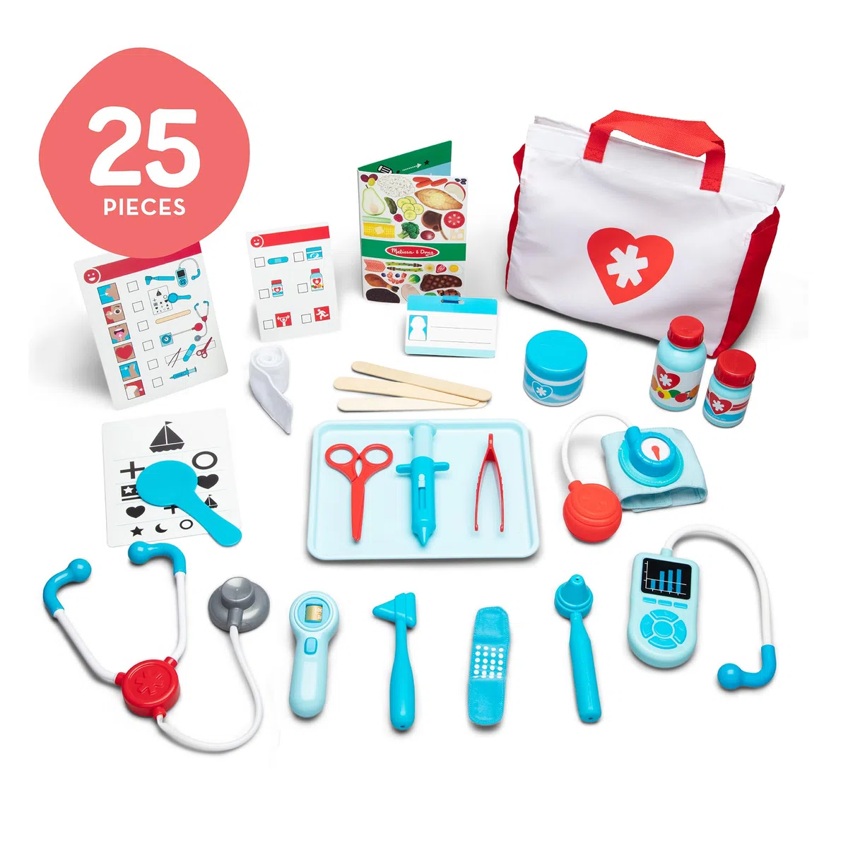 Melissa & Doug Set Piccoli Dottori - Gioco per Fare il Dottore o il Paziente, Gioco Educativo, Giochi di Imitazione Montessori per Bambino e Bambina, 3+ Anni