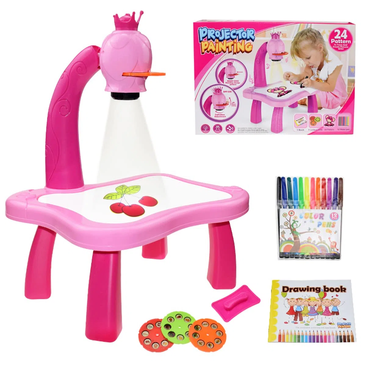 Tavolo da disegno per bambini con proiettore per disegnare ricalcando un’immagine, set da disegno con proiettore intelligente, tavolo giocattolo