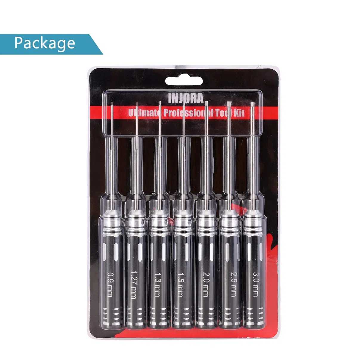 INJORA RC Cacciavite Strumento Chiave 7PCS RC Auto Riparazione Strumenti 0.9, 1.27, 1.3, 1.5, 2.0, 2.5, 3.0 mm Esagono a Brugola Cacciavite Set di Chiavi per RC Modello Auto Elicottero Drone Barca