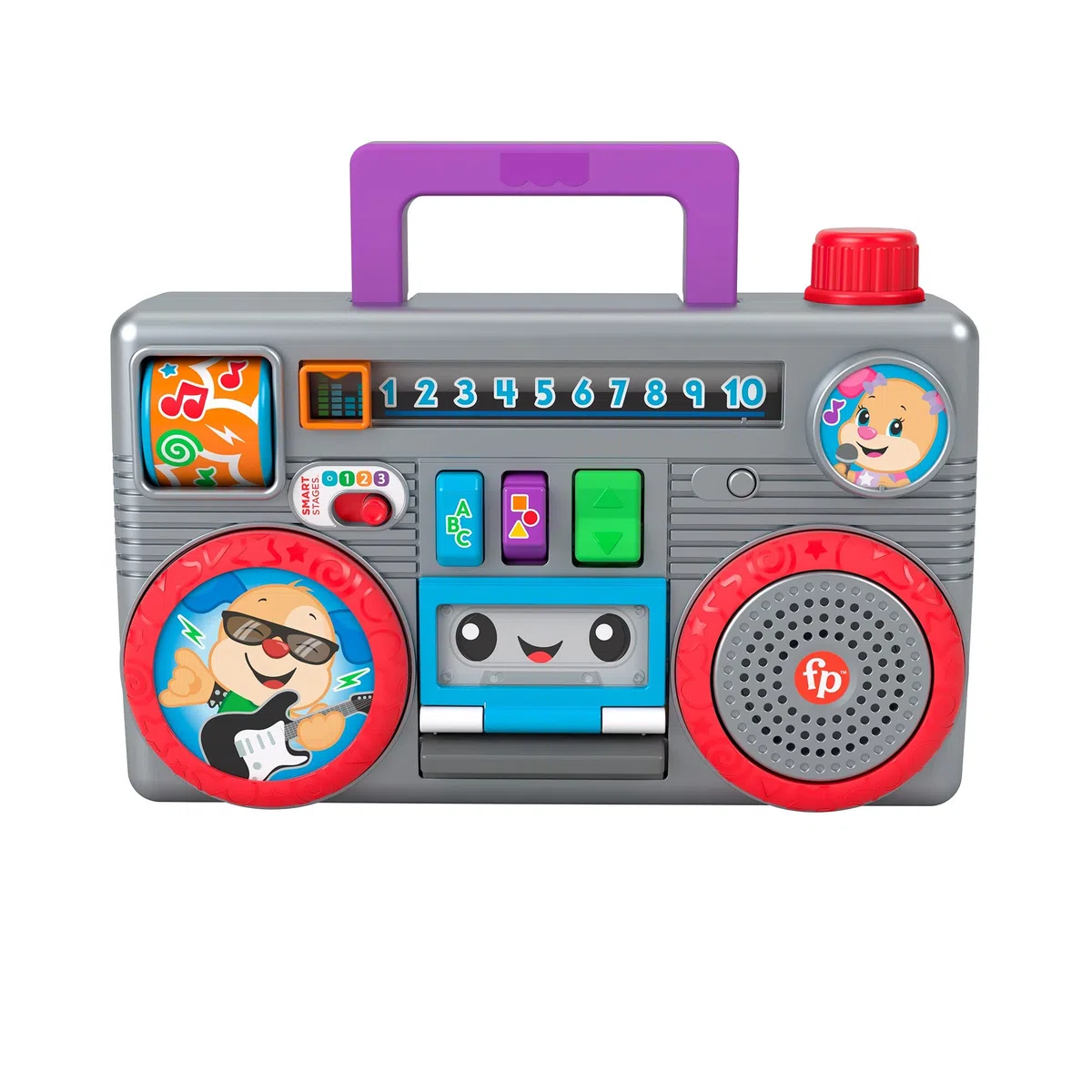 Fisher-Price Ridi & Impara Stereo Baby DJ, Gioco attività Musicale con contenuti didattici per Neonati e Bambini Piccoli, Giocattolo per Bambini 6+ Mesi, Edizione: UK-Inglese, GYC18