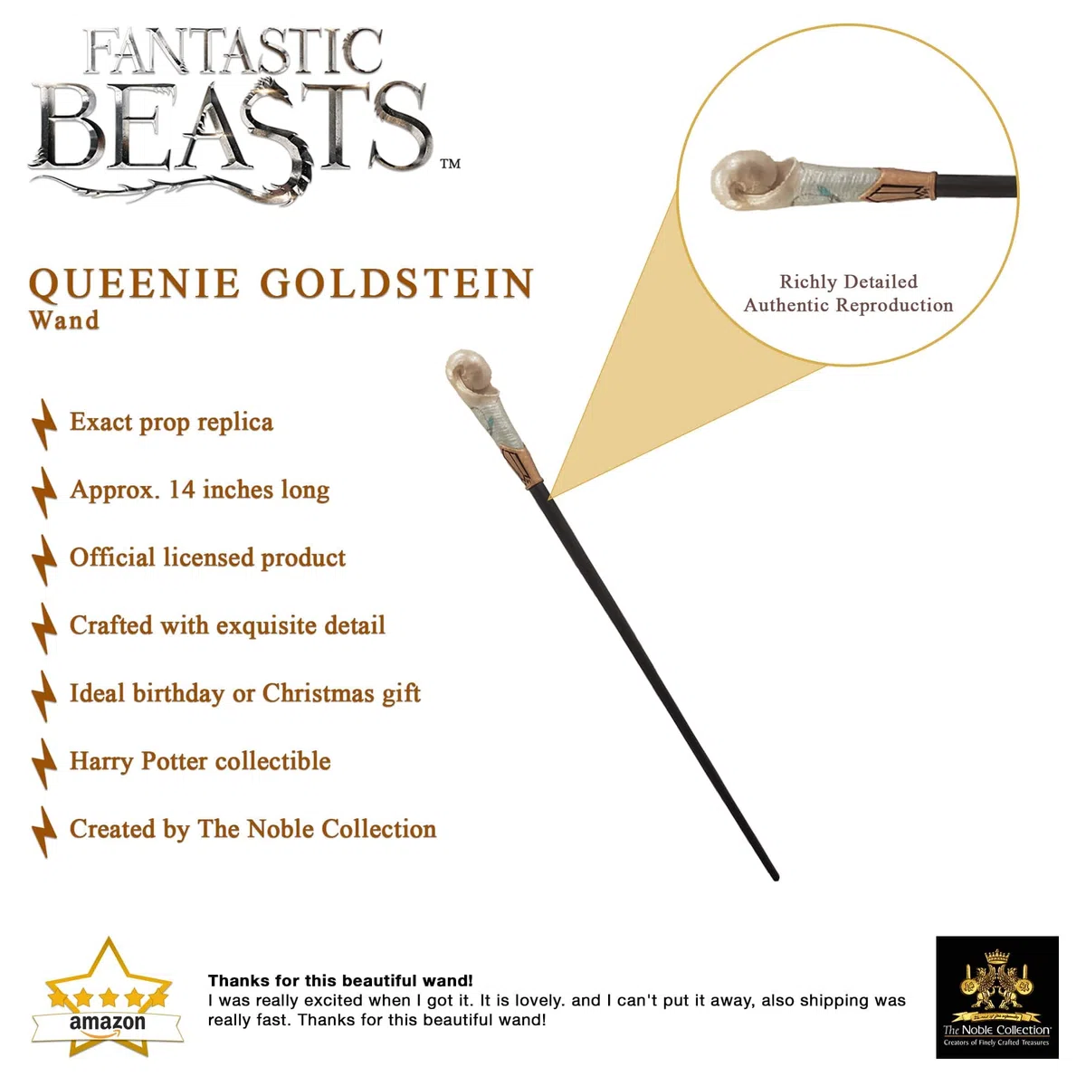 The Noble Collection Queenie Goldstein's Bacchetta (Scatola Finestra)