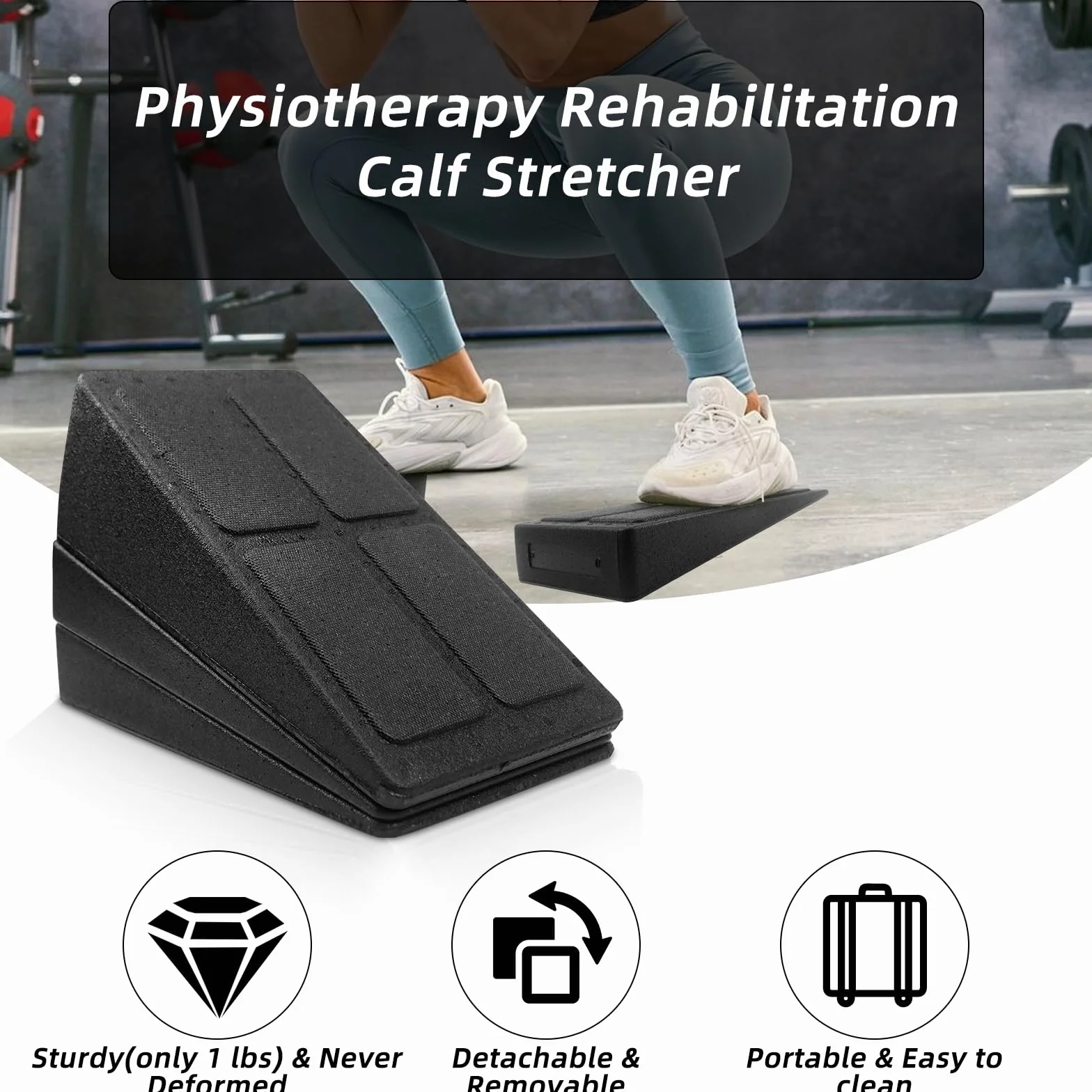 Mumjooyi Pedana Fitness Inclinata Set di 3 Calf Slant Board Squat Wedge Block Regolabili Pedana Inclinata per Polpaccio Stretch l'allenamento Yoga Nero