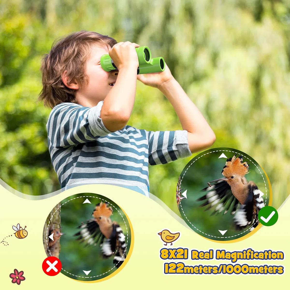 Dislocati Binocolo Bambini, Kit Esploratore 3-10 Anni, Regali 3-10 Anni, Lente Ingrandimento, Giochi Maschio, Bussola