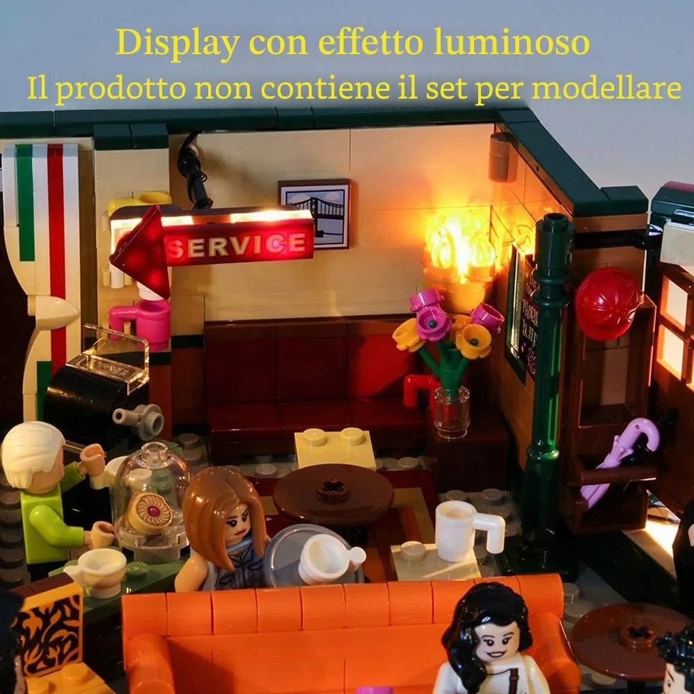 GEAMENT Set di Luci LED per Central Perk della Serie TV Friends – Kit di Illuminazione Compatibile Con LEGO Ideas 21319 (Modello di mattoncini Non Incluso)