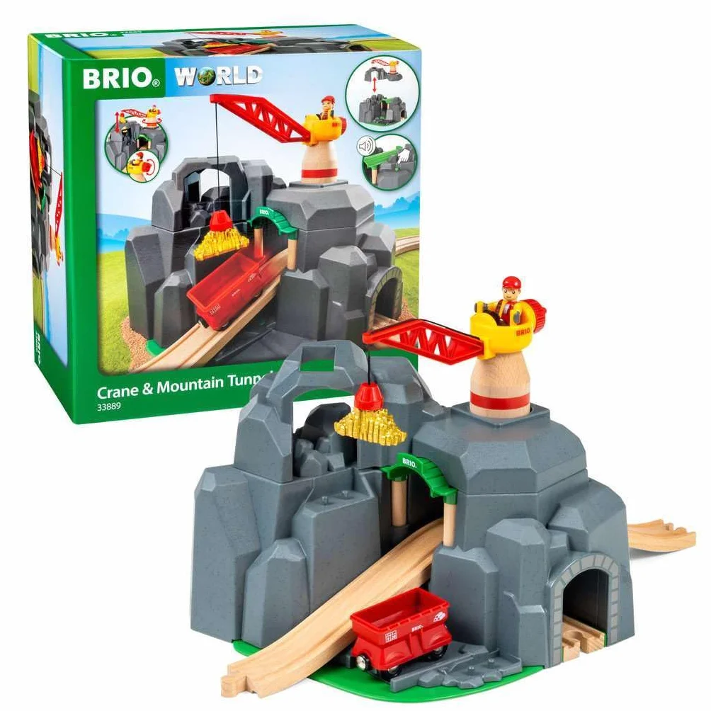 BRIO 33889 Gru e Tunnel di Montagna, BRIO Accessori, Età Raccomandata 3+