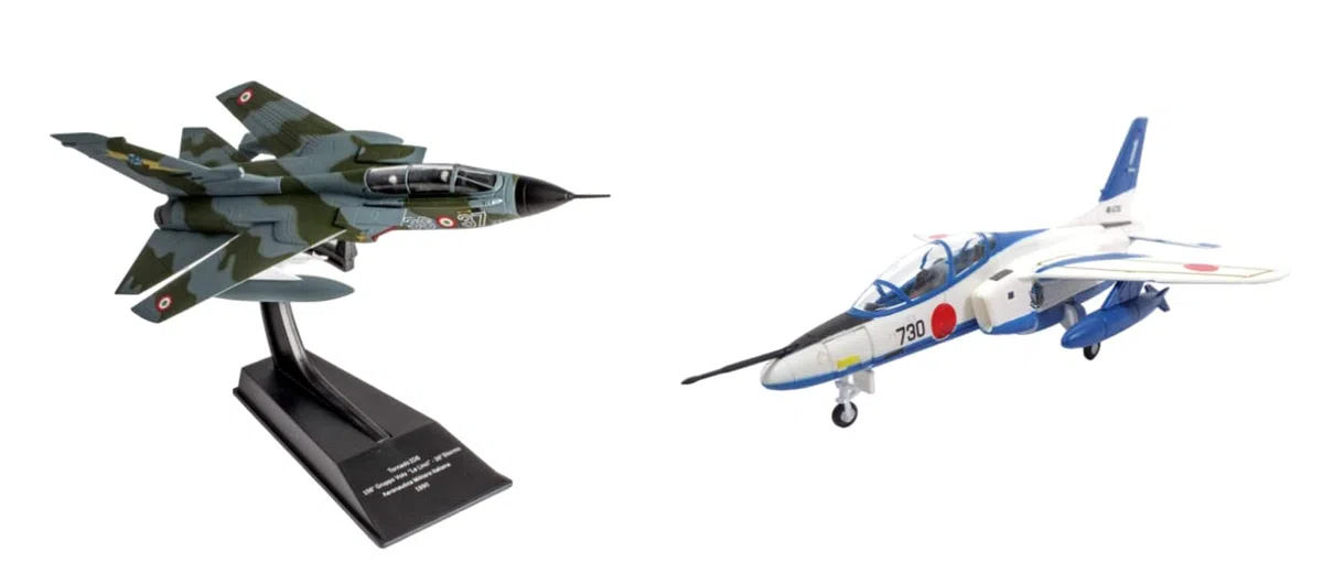 OPO 10 - Lotto di 2 Veicoli Militari 1/100: Aereo da Caccia Tornado IDS 1990 Aeronautica Militare Italiana + Kawasaki T-4 JASDF / CP03 + SD4 / LSD55