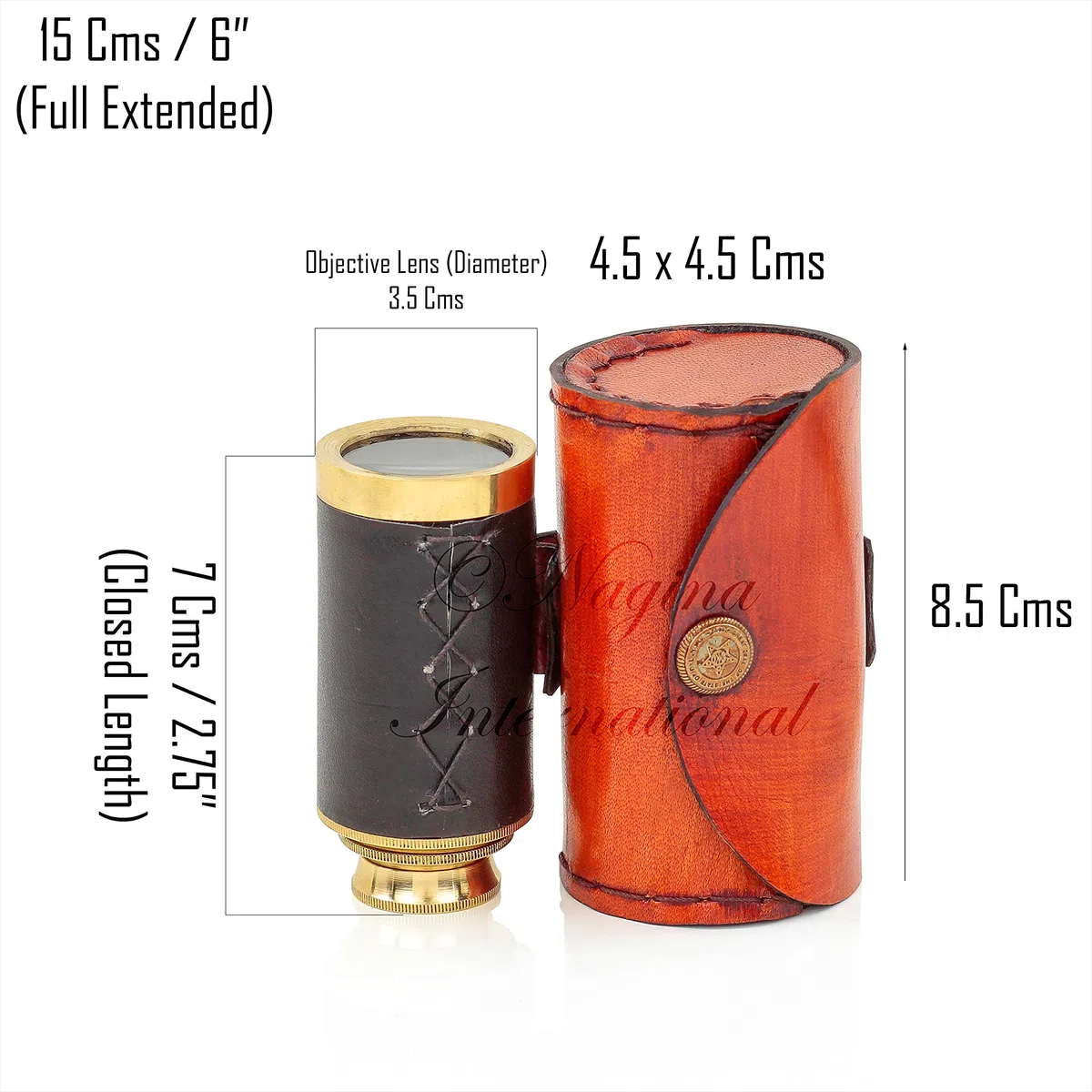 Set di telescopi in ottone massiccio da 15,2 cm, realizzato a mano, con borsa per il trasporto marrone per completare la tua collezione