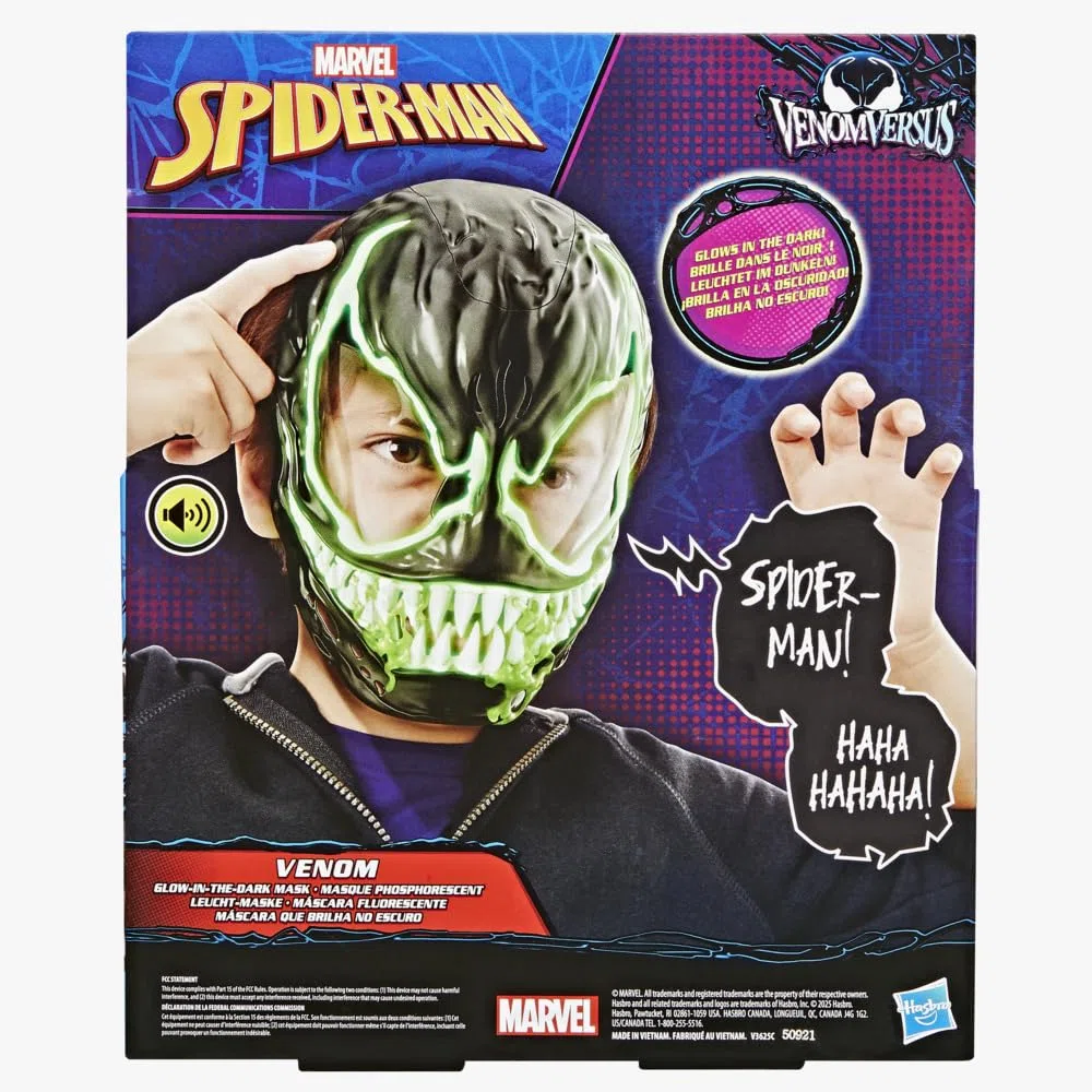 Hasbro Marvel, Spider-Man VenomVersus, maschera di Venom che si illumina al buio, giocattoli a tema supereroi - versione inglese