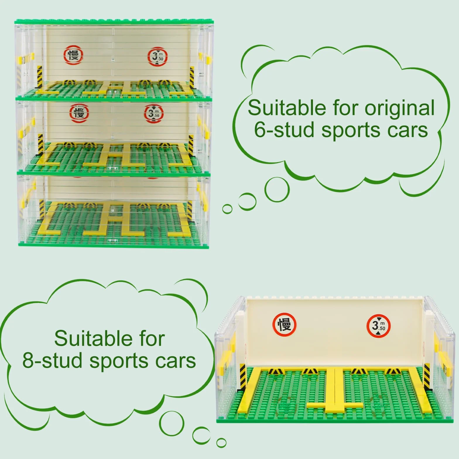 Garage per Auto Speed Champions, Garage Speed Champions, Garages per Vetrina a 3 Strati, Garages per Autos Bambini Compatibile con Grande Marca (Senza Auto)