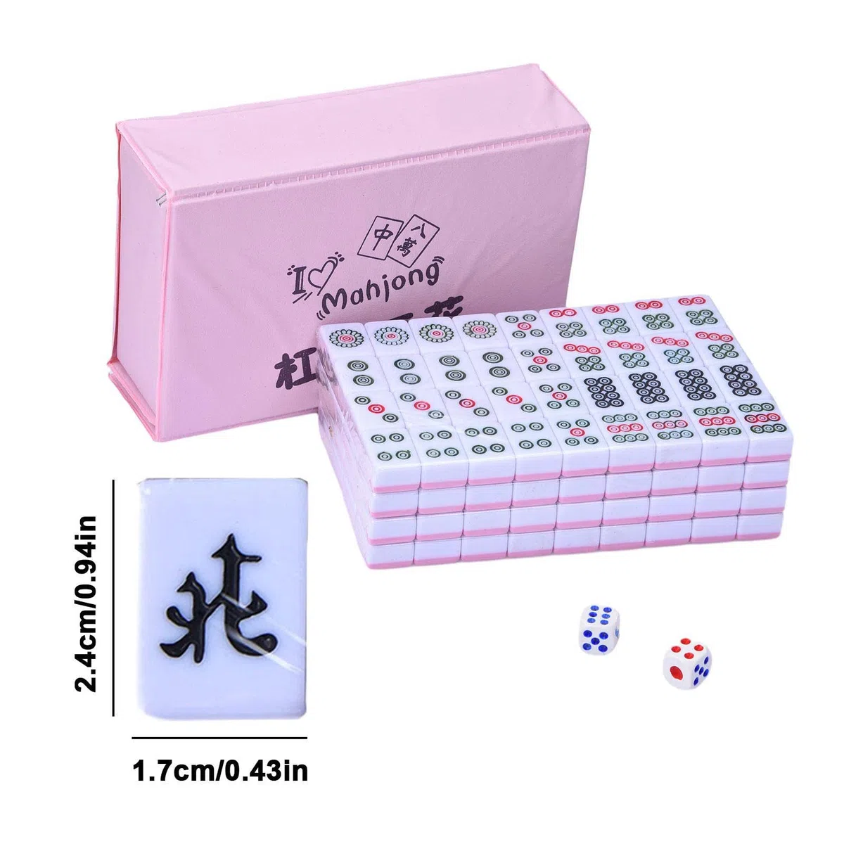 Mahjong Gioco da Tavolo, Gioco, Mahjong Bandiere, Giochi Tradizionali Cinesi Set di Giochi Mahjong, 144 Piastrelle Rosa incise, Regali in Stile Cinese per Giochi di società