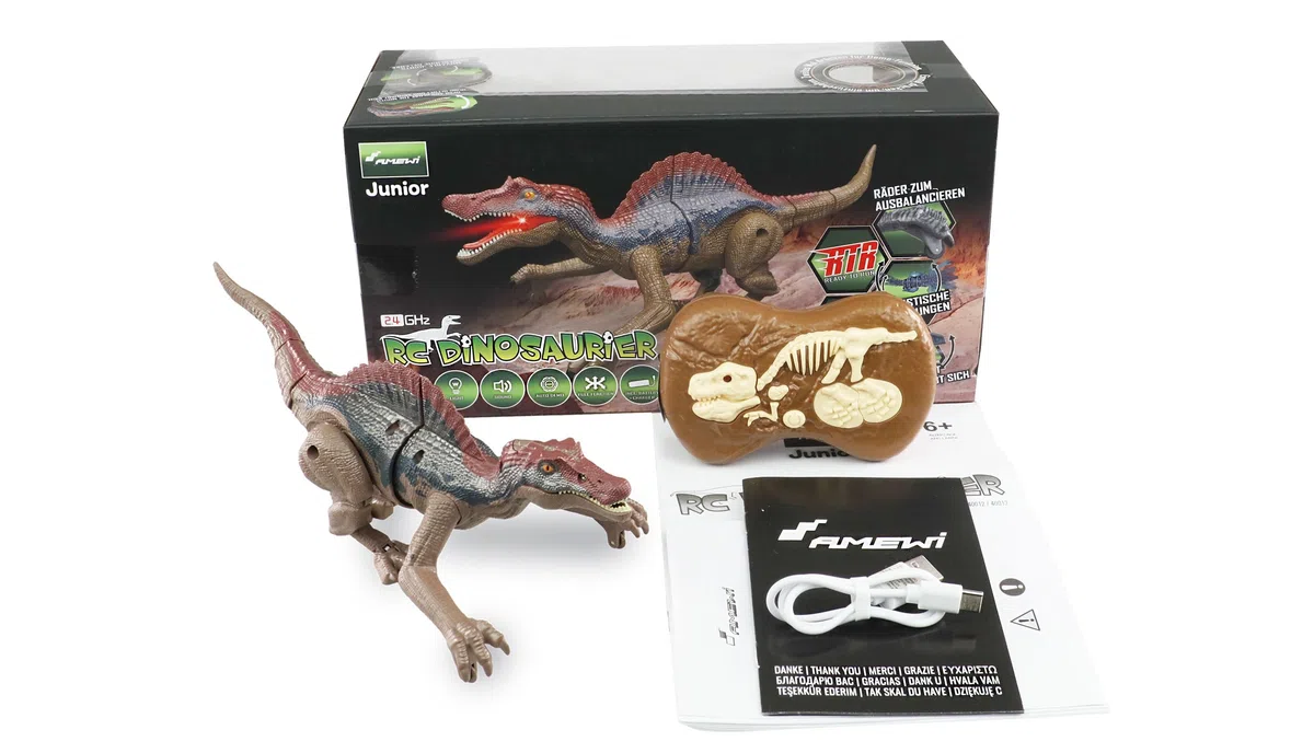 Amewi Spinosaurus RC 40011 - Dinosauro 21 cm, colore: Verde/Marrone