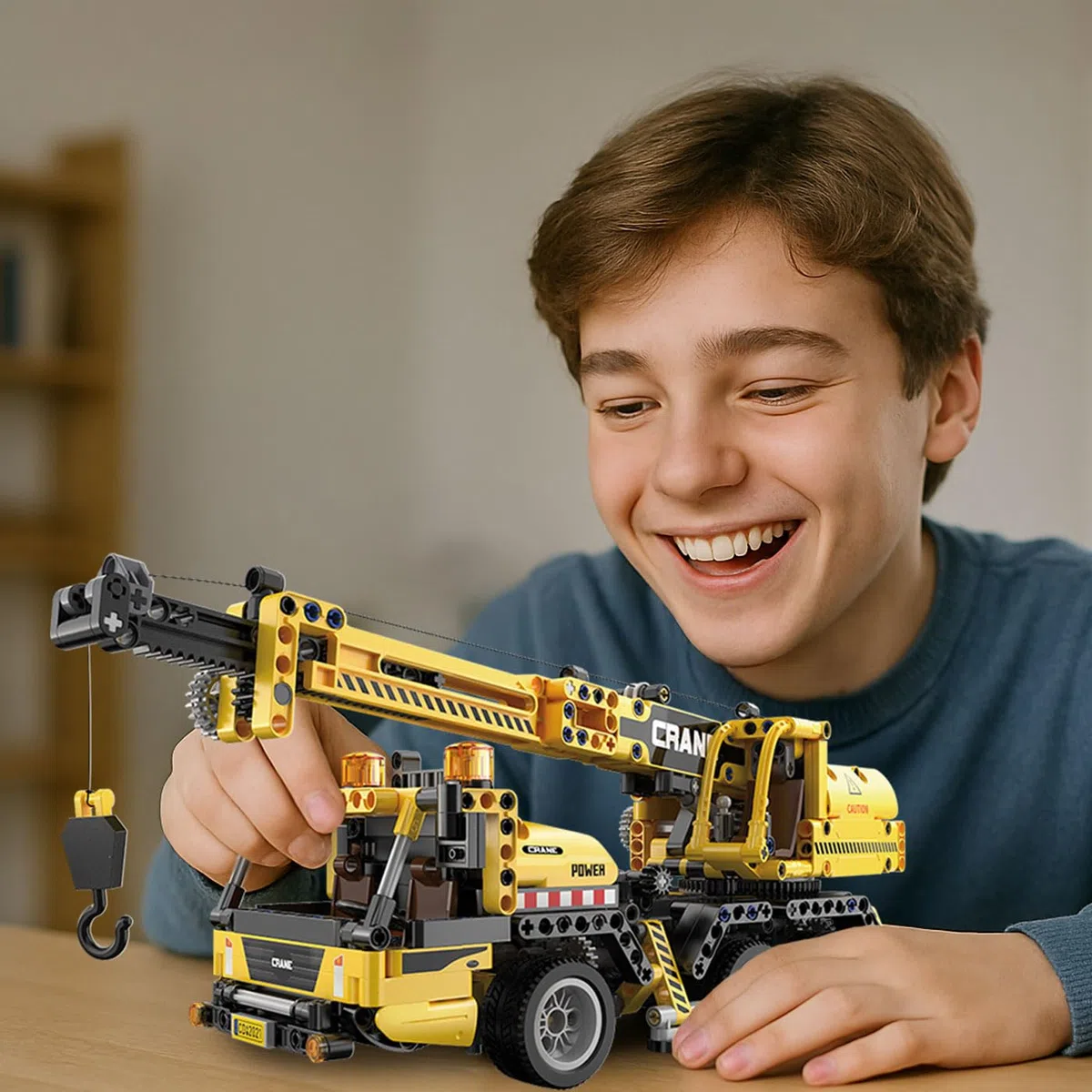 JAMARA CADA 402886 - Gru mobile per cantieri a partire dagli 8 anni, giocattolo per bambini, idea regalo per bambini, veicolo in mattoncini di serraggio, design dettagliato