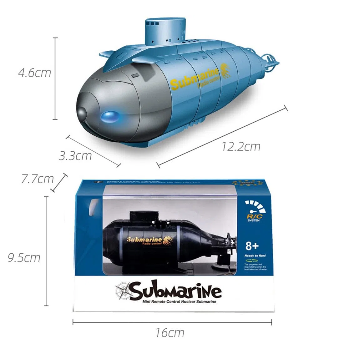 Mini sottomarino nucleare telecomandato, 6 CH RC barca subacquea con cavo di ricarica USB, perfetto per qualsiasi condizione dell'acqua, regalo per barche marine elettriche