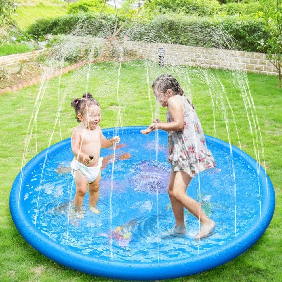 KAHEIGN 170CM Tappetino da Gioco con Spruzzi D'acqua, Delfino Tartaruga Stelle Marine Modello Granchio Pad Irrigatore Giocattoli D'acqua Spray per Esterni da Giardino Estivo per Attività Per Famiglie