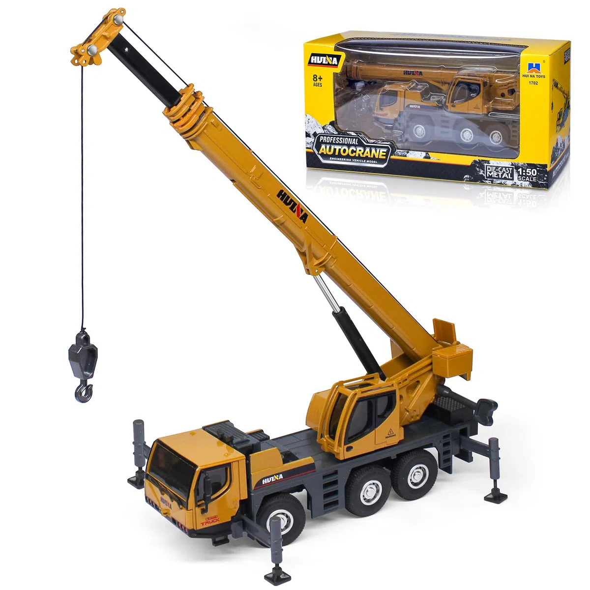 HUGMIE 1:50 Camion Giocattolo per Bambini,Macchinine per Bambini con Braccio Prolunga in Metallo,Gru Giocattolo per Bambini per Bambini 8 Anni in Su Regalo Di Compleanno