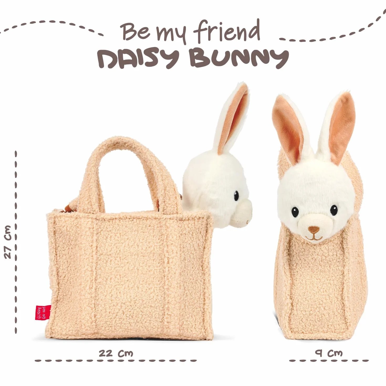 PERLETTI Borsetta Bambina Bambino con Peluche Estraibile - Borsa Morbida e Leggera Regalo Bimbi 3 4 5 6 Anni con Manici - Borsa Bambini Asilo con Pupazzo Removibile - Dimensioni 27x22x9cm