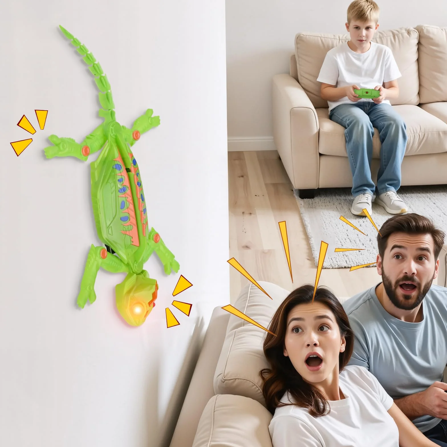 Euakee Ricaricabile Camaleonte Telecomandato, Geco Telecomandato con occhi a LED, Geco Interattivo, Lucertola Robot Giocattoli, Giocattolo per Bambini e Bambine, 4+ Anni (A)