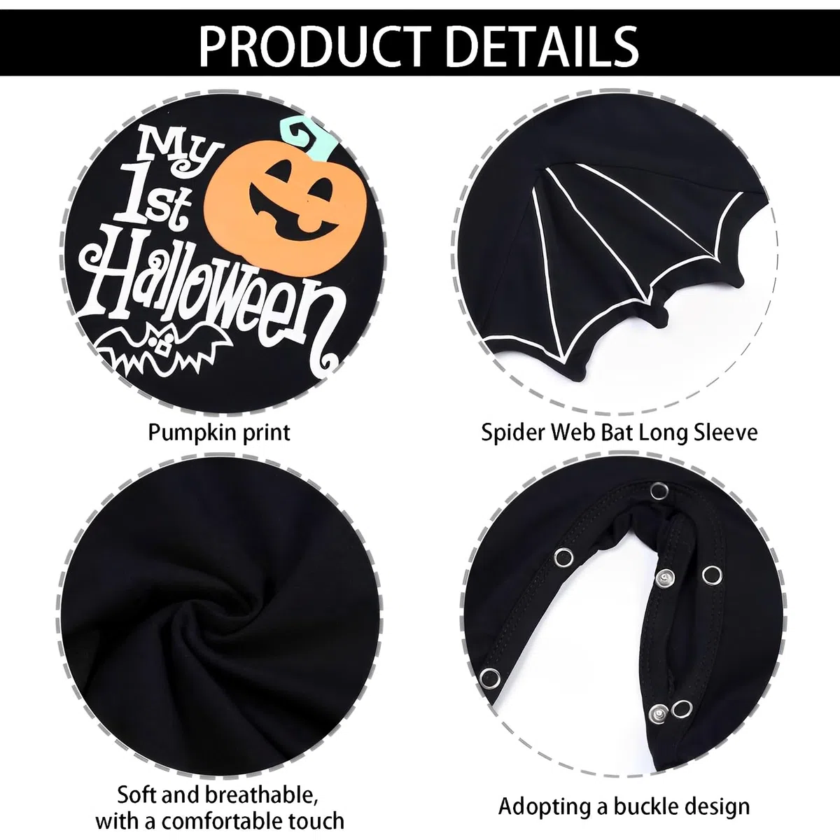 Bambino Halloween Pipistrello Costume, Pipistrello Pagliaccetto Baby, Pagliaccetto Bambino Cosplay Costume, Halloween Costume Con Cappello, Adatto a Bambini di 0-7 Mesi, Unisex