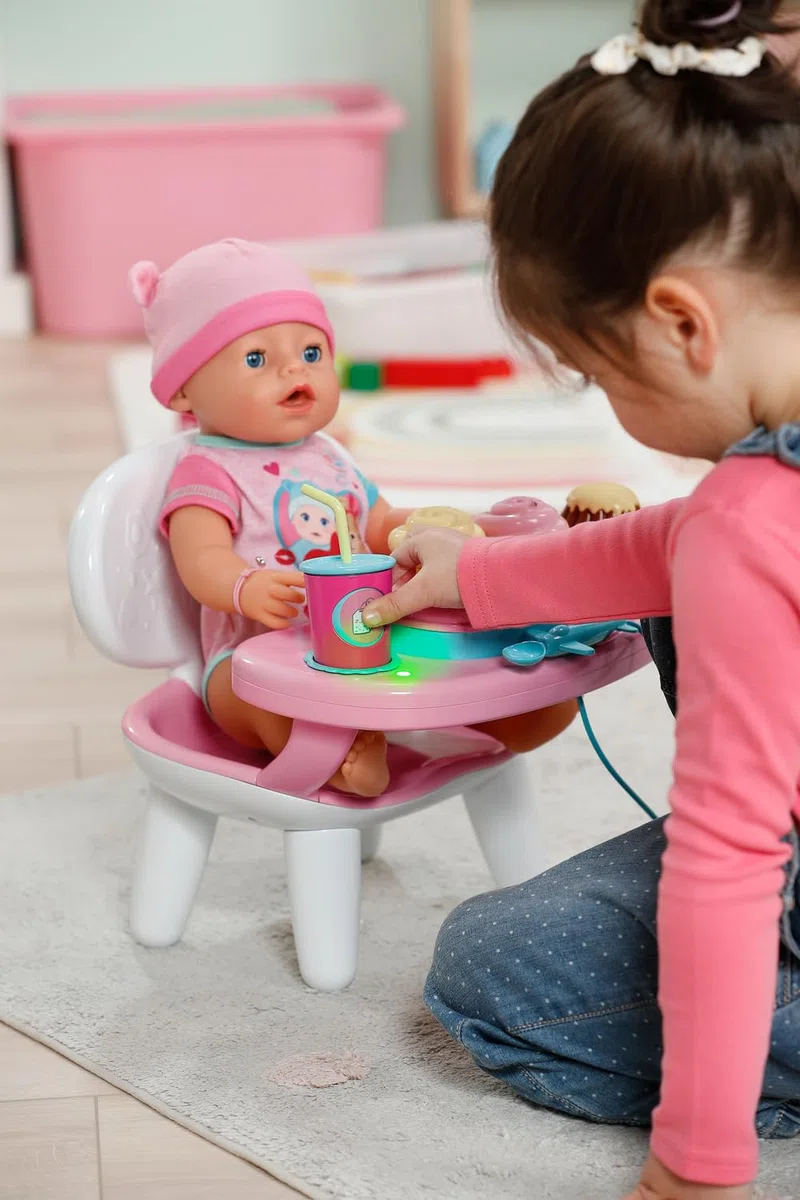 BABY born Tavolo da pranzo con funzione luce e suono - Oltre 10 piatti e bevande diversi - Adatto a tutte le bambole da 43 cm