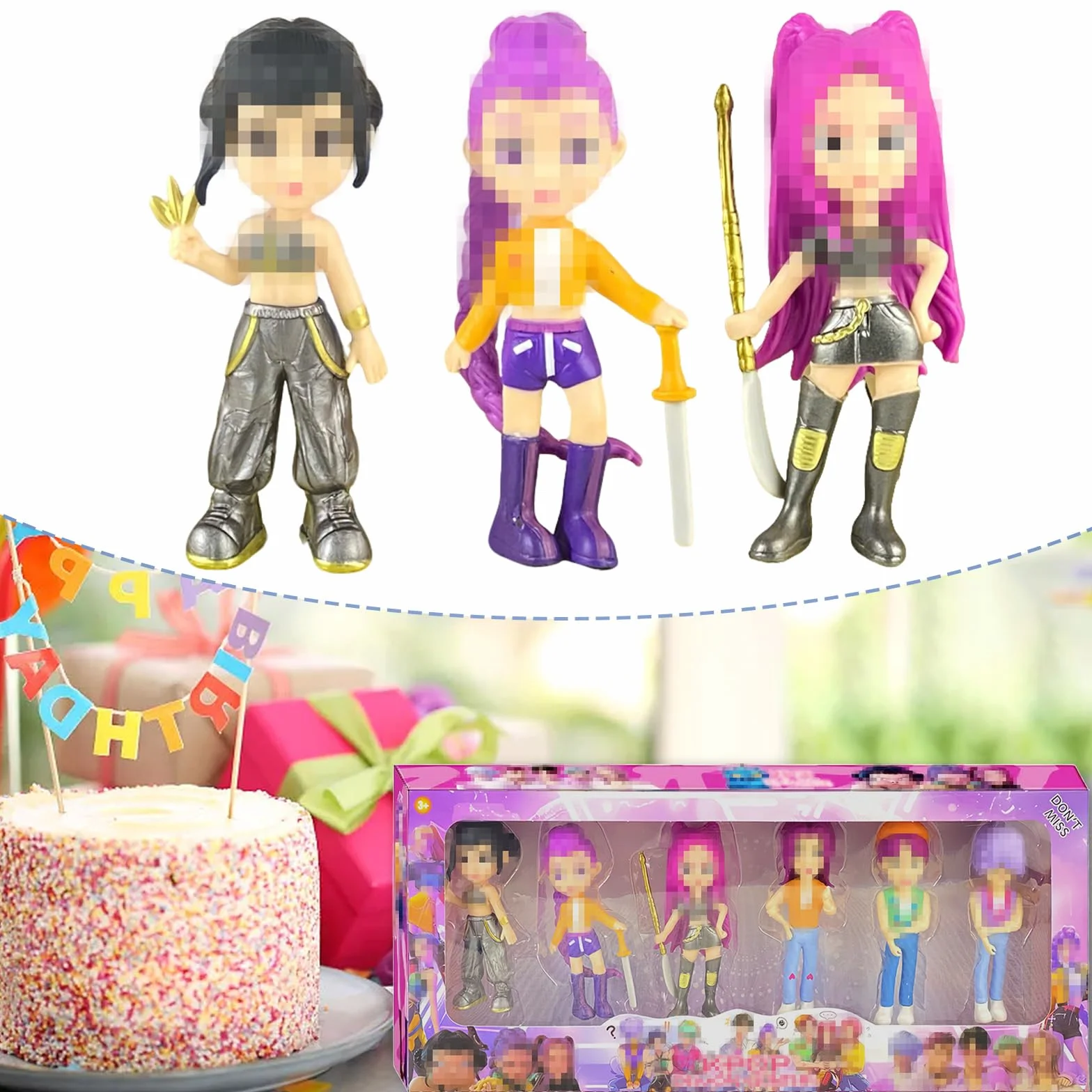 6 Pezzi Huntrs Figurine, PVC Mini Cartoon Anime Figure, Decorazioni Carine per Ufficio e Casa, Regalo per Adulti e Fan (A)