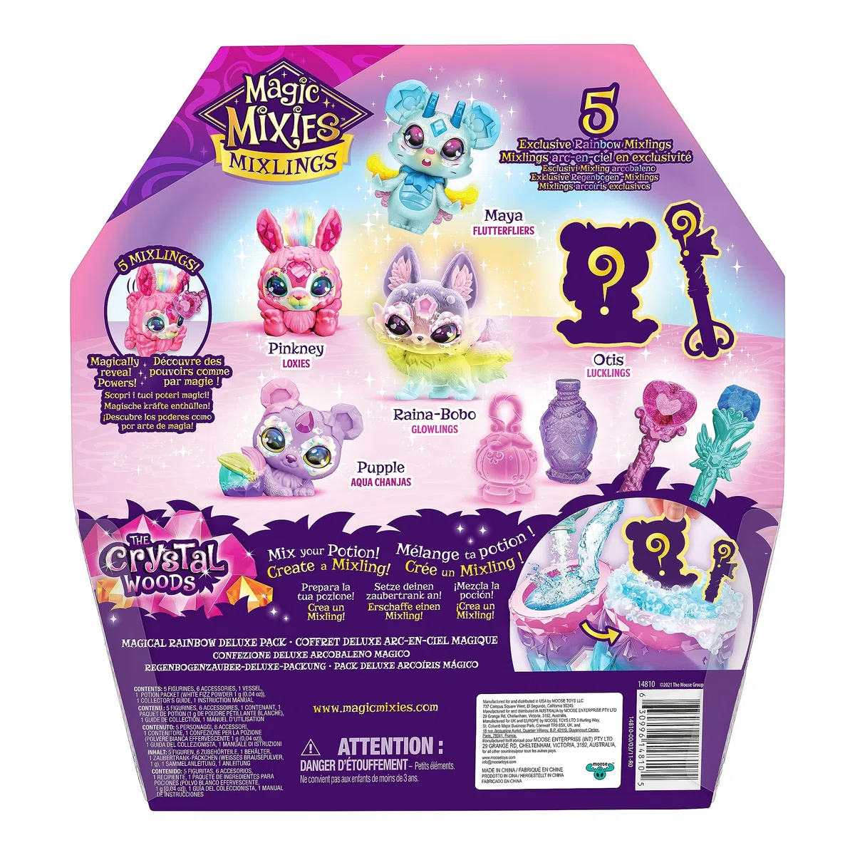Magic Mixies Confezione 5 Piccoli compagni misteri Mixlings Include 5 Mixlings esclusivi con Un Calderone Arcobaleno Unico, Compreso Un mistero Mixling da scoprire in questo Calderone.