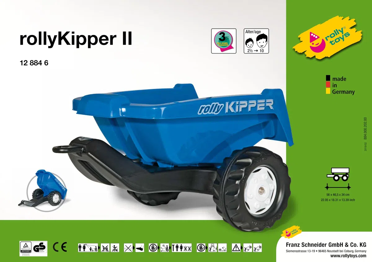 Rolly Toys 128846 - Veicolo a Pedali Kipper II, Blu