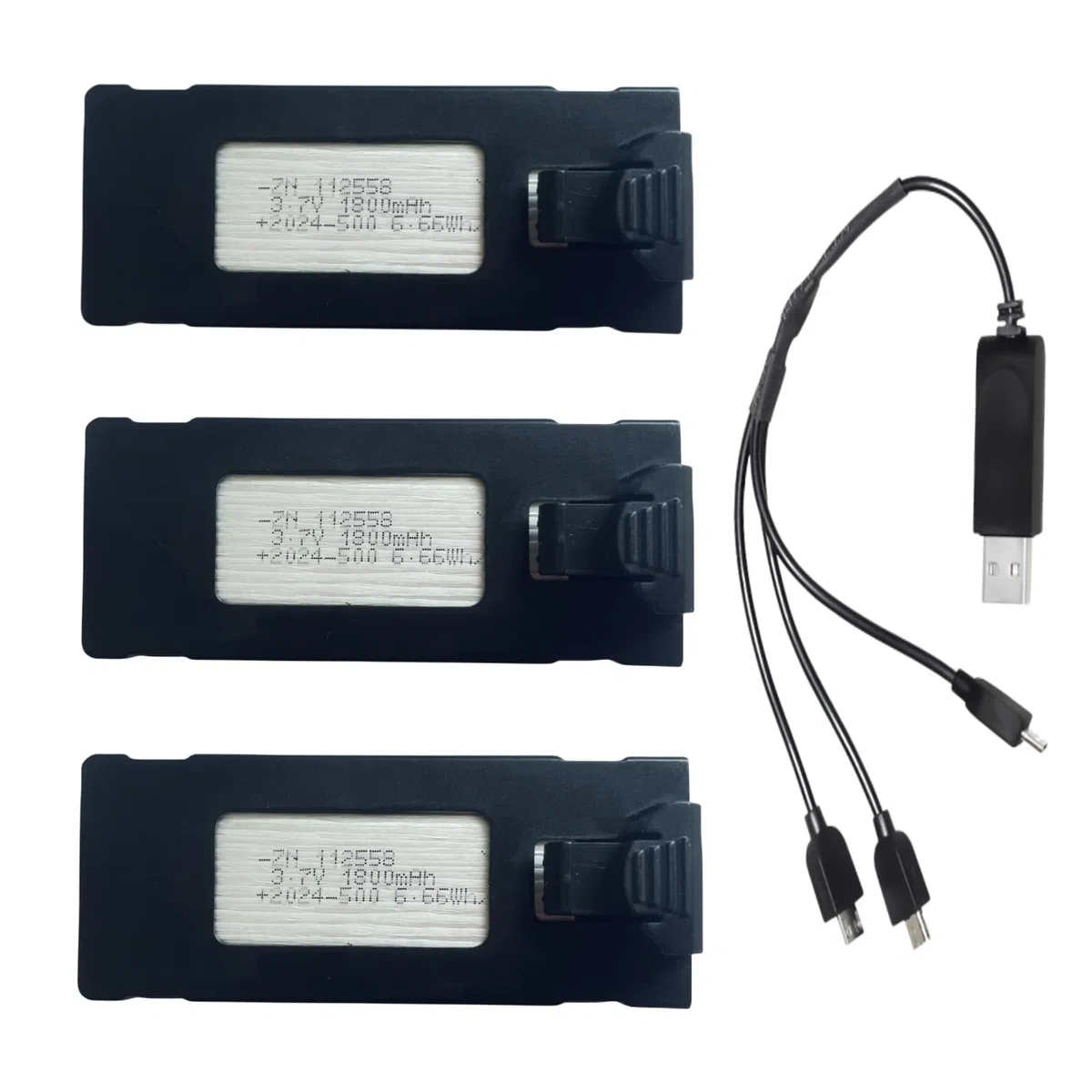 Batteria Ricaricabile da 3.7V 1800mAh per E88 E88PRO E99 E99PRO E525 P1 P5 K3 P15 P15PRO LS-S1S A88 Drone Batteria Quadcopter Batteria con cavo di ricarica USB (3 pezzi)