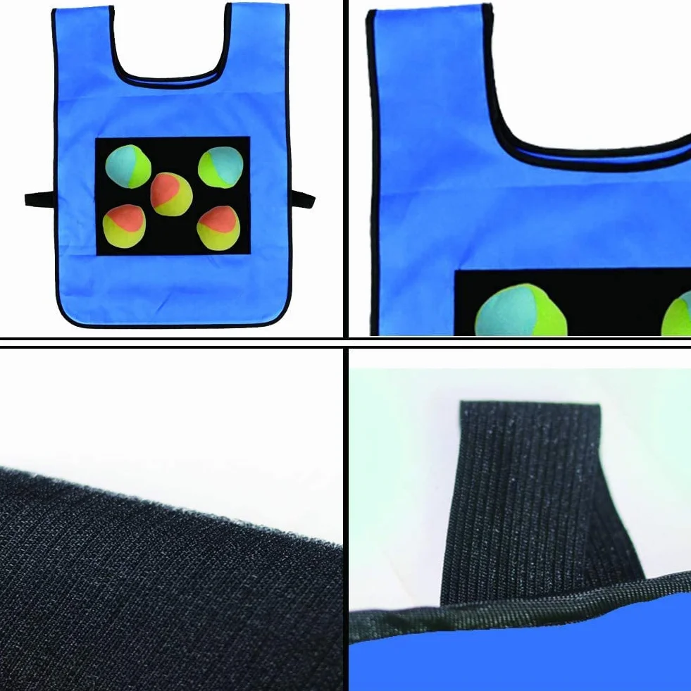 2 Pezzi Gioco Dodgeball Gilet da Gioco, Dodgeball Set di Giochi da Giardino Dodgeball Sfera Appiccicosa di Destinazione con 10 PCS Palline di Ovatta per Bambini Indoor Outdoor (Rosso + Blu)