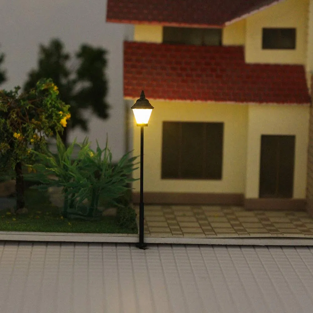 Evemodel 10 Pezzi Modello ferrovia Lampada lampione Stradale 57mm Calibro H0 Decorazione Bonsai