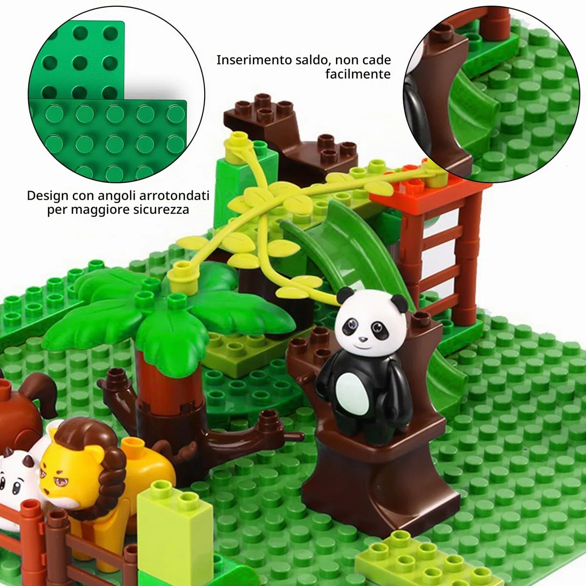 4 Pezzi Piastra Base Compatibile con Lego Duplo, 25x25cm Base per Mattoncini Compatibile con Lego Duplo, Set di Piastre da Gioco Creativo, Verde
