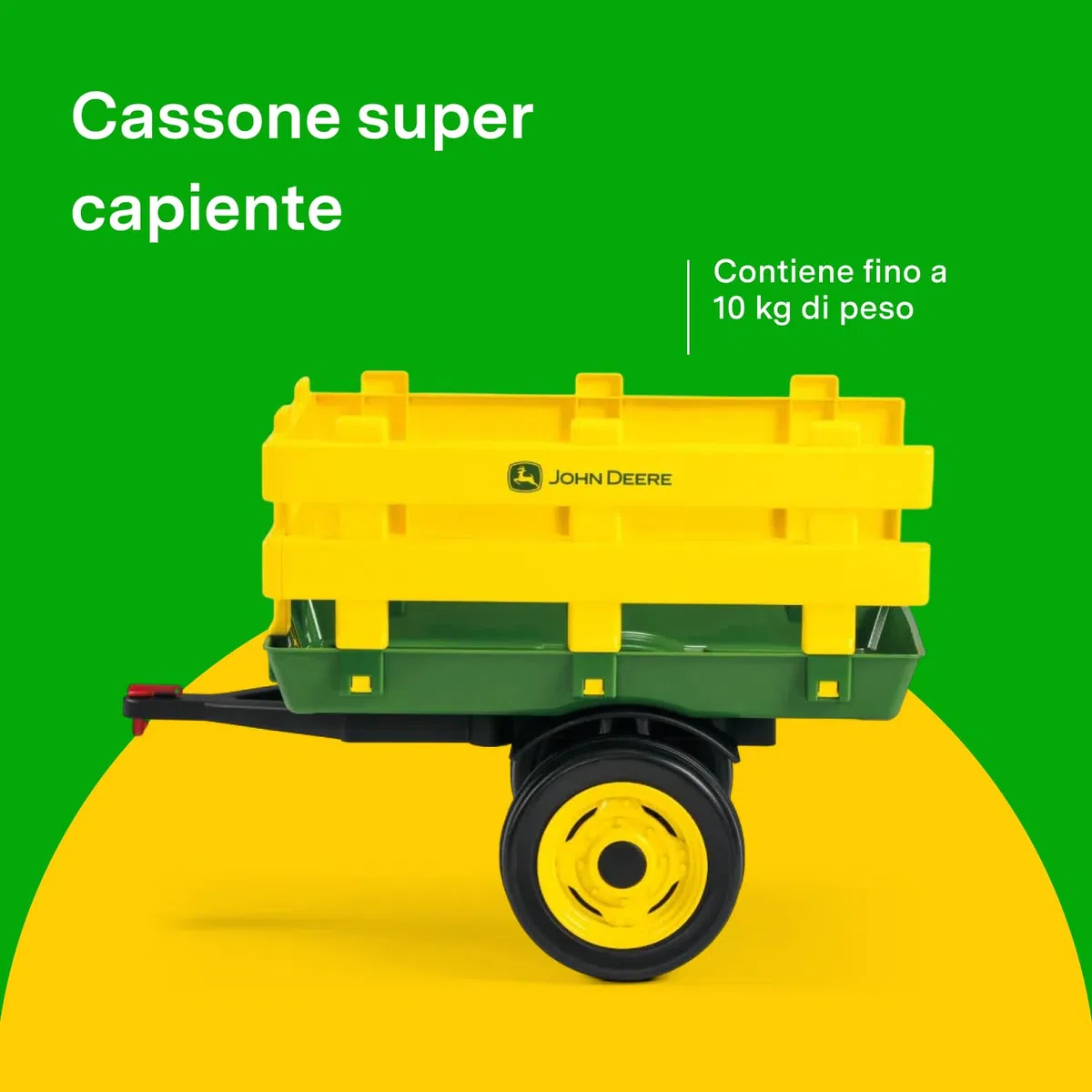 PEG John Deere Stake-Side Trailer, Rimorchio a Due Ruote per Trattore Elettrico Ground Loader, capacità di Carico 10 kg, per Bambini dai 2 Anni