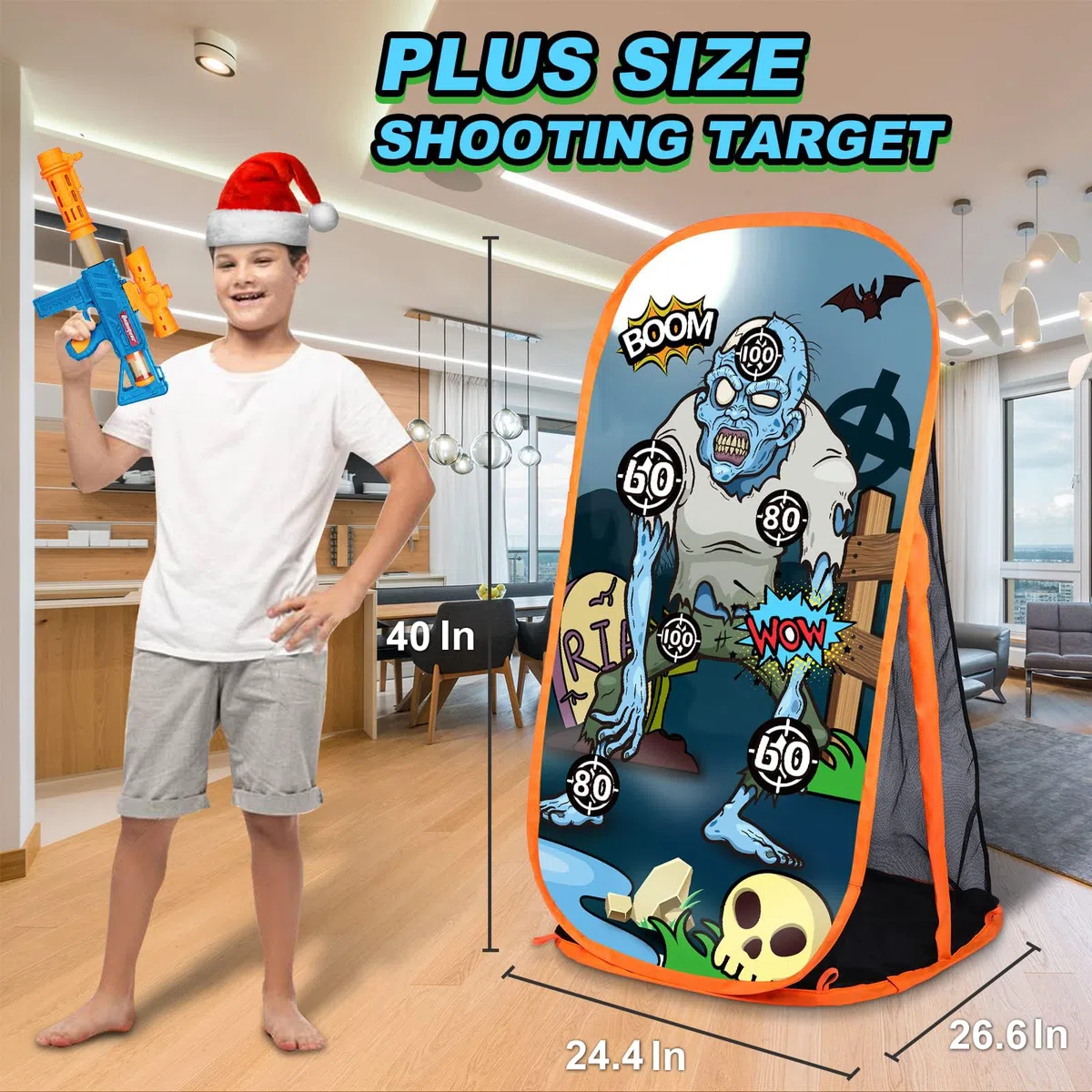 Quanquer Tiro al Bersaglio Gioco per Bambini Ragazzi Giocattolo per Pistole Nerf - Zombie Tiro al Bersaglio con Rete per Interni Ed Esterni Regali per Ragazze (Zombie in Maglietta)