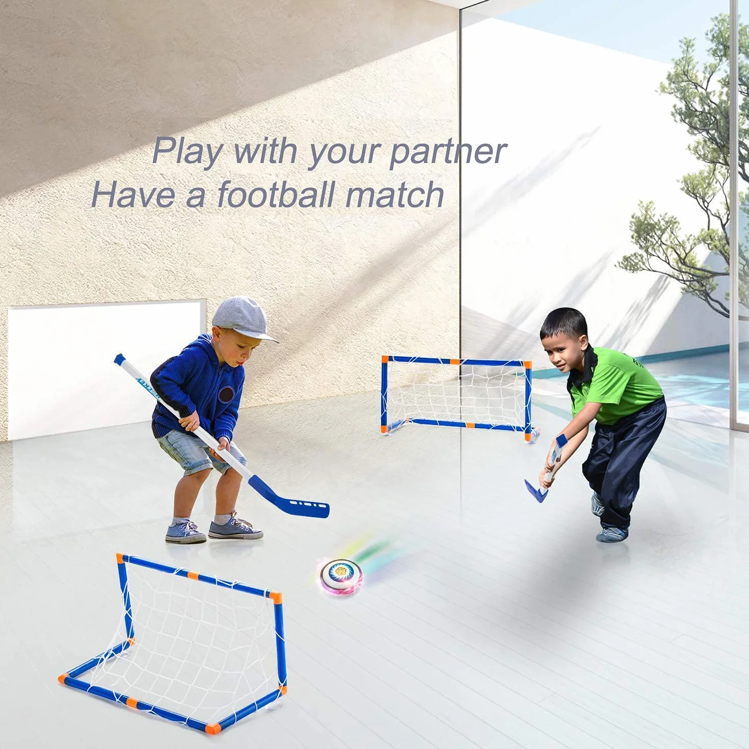 NIWWIN Set da calcio a LED ad aria, set da hockey, giocattoli da calcio per interni, giochi di calcio - Regali per ragazzi bambini 3 4 5 6 7 8 9 10 anni giocattoli