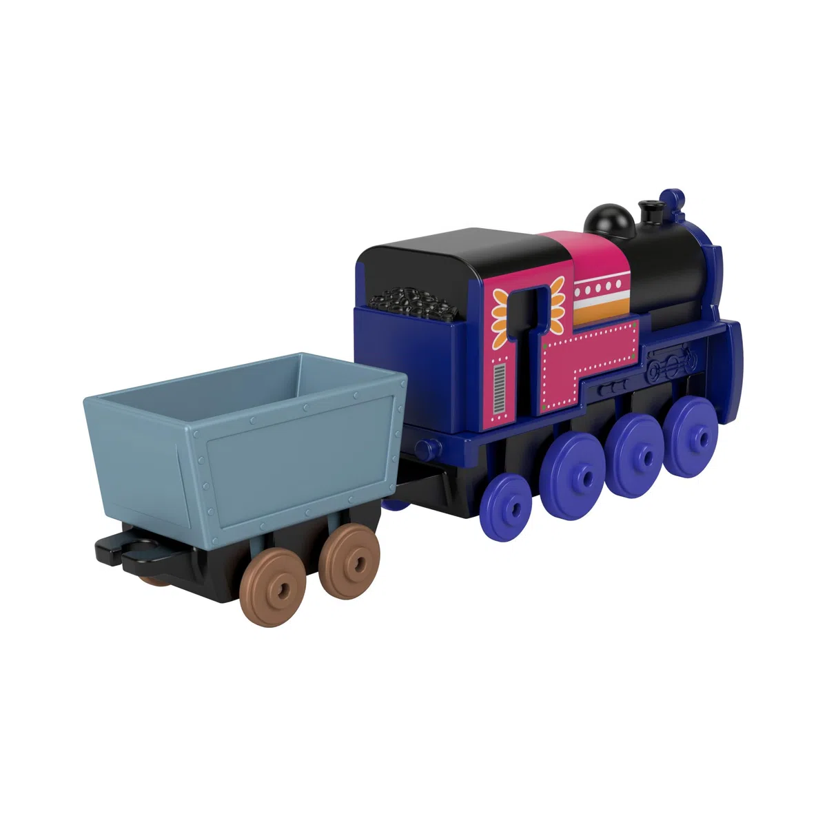 Il Trenino Thomas - Ashima Locomotiva a spinta in metallo, trenino die-cast con carico di cristalli e accessori per giocare con la ferrovia, giocattolo per bambini, 3+ anni, HNN20