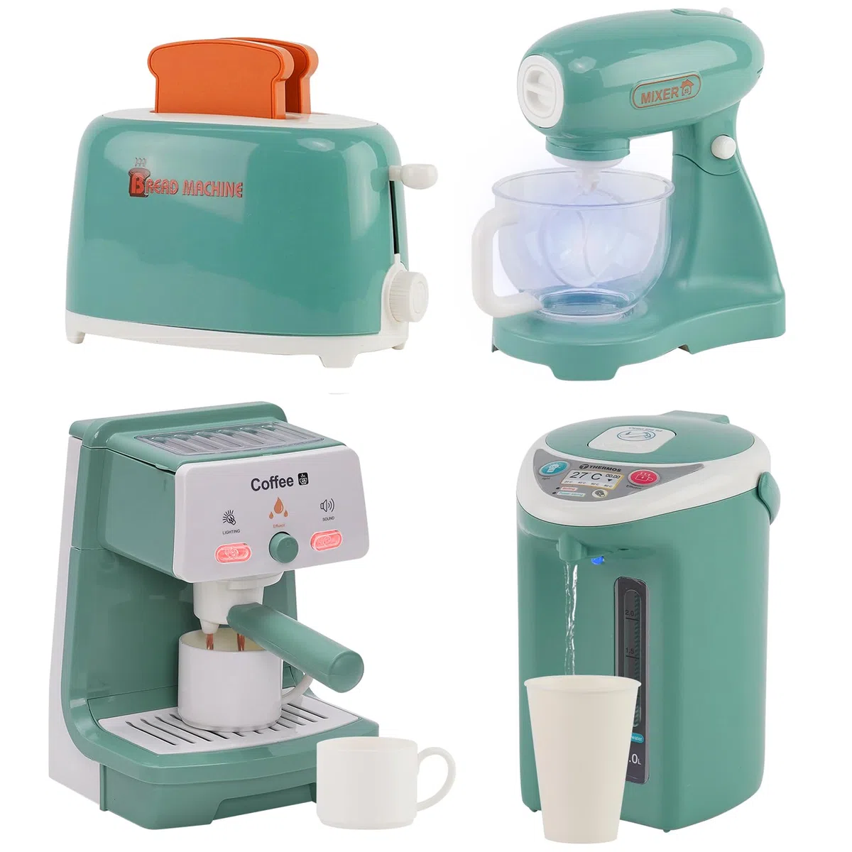 Set Elettrodomestici Cucina Bambini Con Rumori Colazione Tostapane Caffettiera Giocattoli Sbattitore Educativo Caffè Espresso Mini Gioco Accessori Playtive Panettiera Gelateria Finto Cibo 3+ Anni