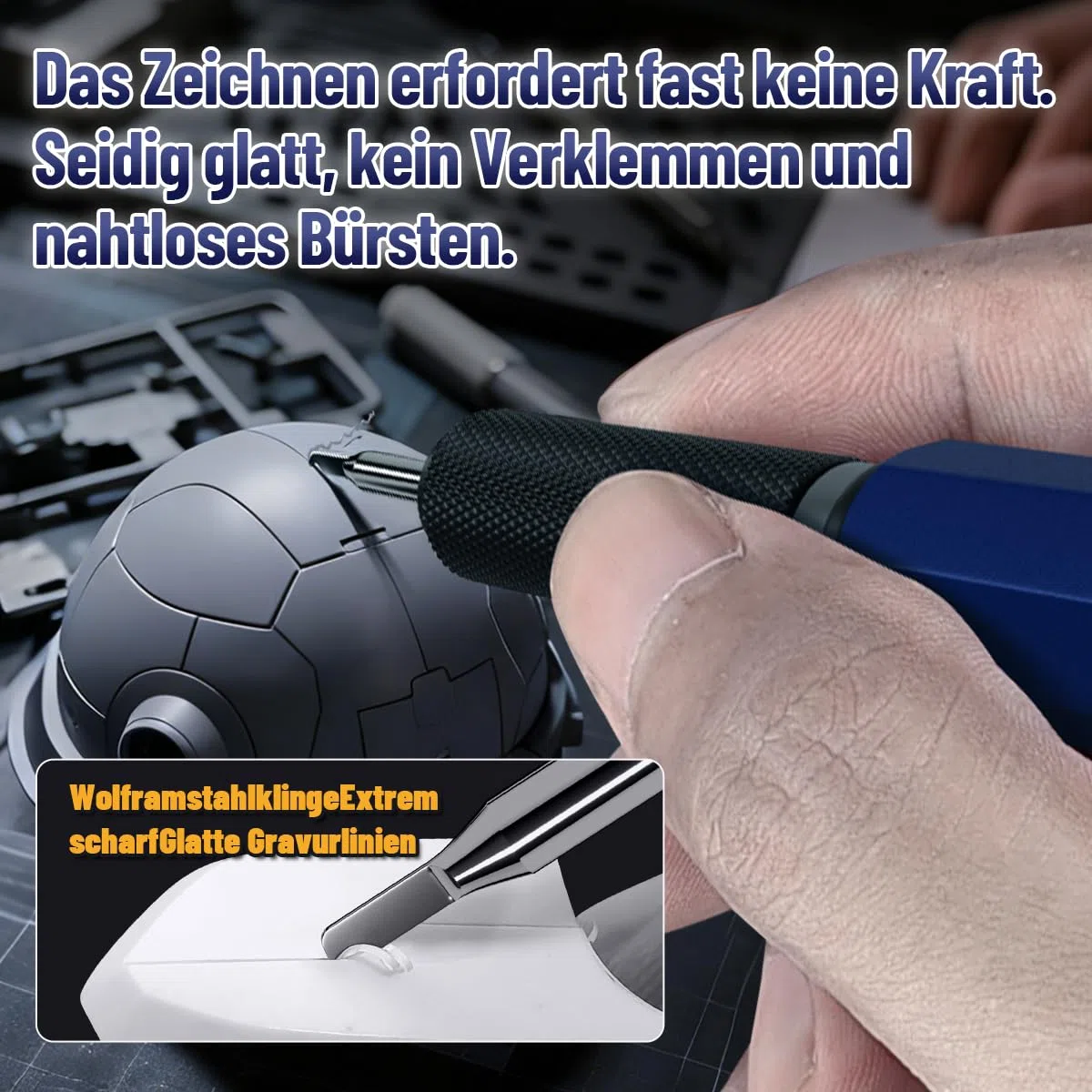 stedi Modello Scriber, lame in acciaio al tungsteno 0,15 mm, linea pannello, per modellazione hobby, modello in scala RG, kit modello Gundam, per linea di scrittura, inciso, resina, blu