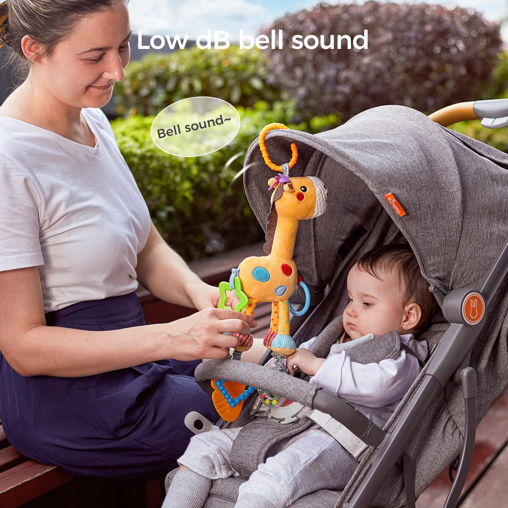 TUMAMA Giocattoli Giraffa Neonato 0 3 6 12 Mesi, Passeggino Appeso Giraffa Sonaglio Carrozzina Giocattoli con Campana di Suono, Seggiolino Auto Giochi, Peluche Giocattolo Sensoriale Regalo per Neonati