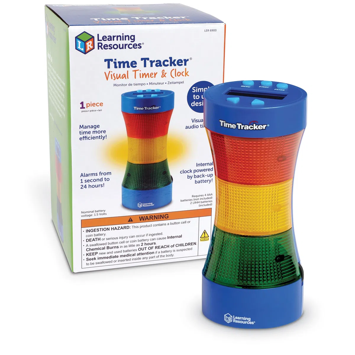 Learning Resources Timer Time Tracker 2.0, dai 5 Anni, Orologio Didattico con Indicatore Visivo e Sonoro, Timer per Aula e Giochi Educativi, Aiuta la Concentrazione