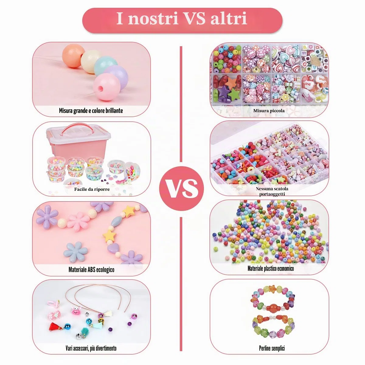 Sanlebi Bambini fai da te perline set, 2000 pezzi braccialetto perla per la fabbricazione di braccialetti,collana, kit fabbricazione gioielli giochi fai da te per ragazze
