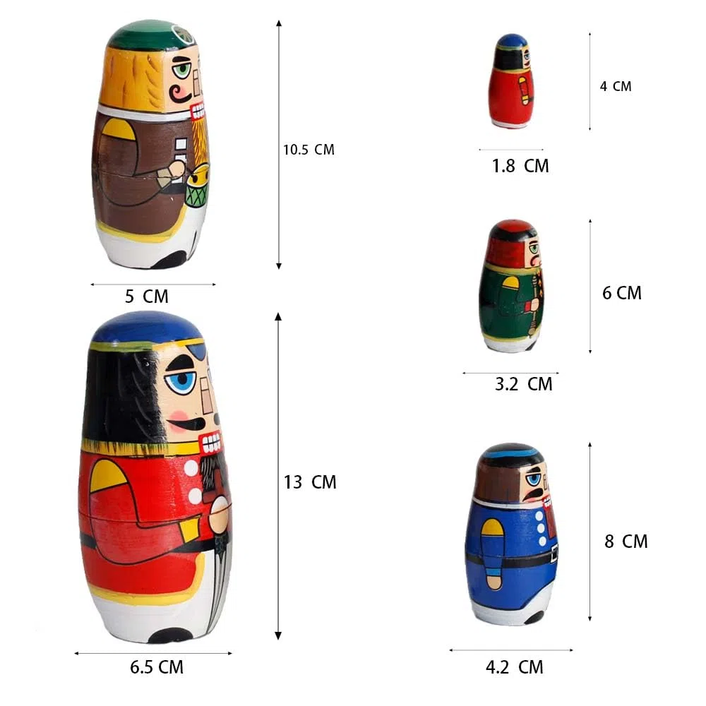 Gobus bambole nidificazione in legno soldato di noce russo nidificazione bambole russe per la decorazione di casa ufficio regalo per bambini (soldato schiaccianoci)