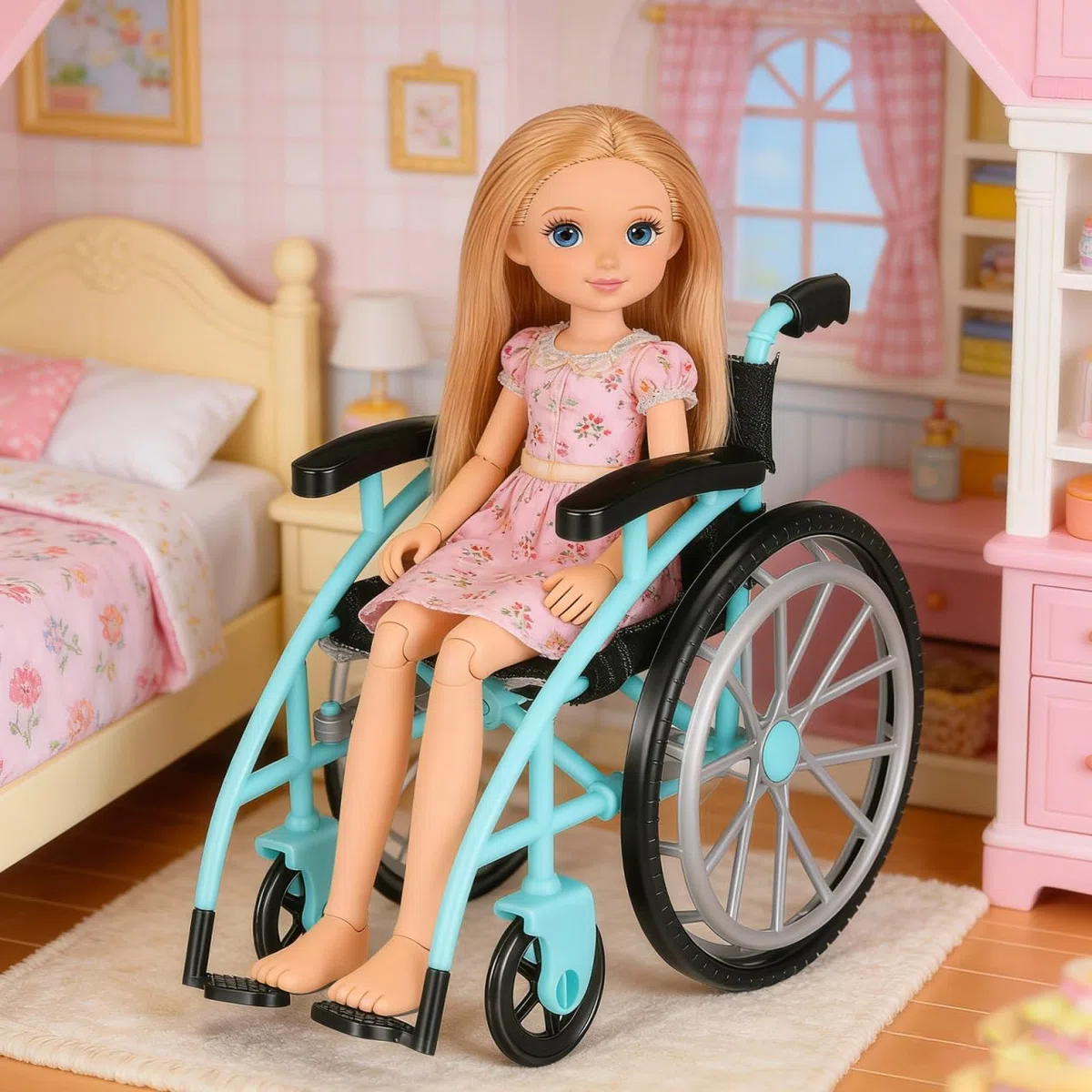 1 set di sedie a rotelle per casa delle bambole con stampelle, accessorio pieghevole per scene creative, per decorazioni paesaggistiche e progetti fai da te