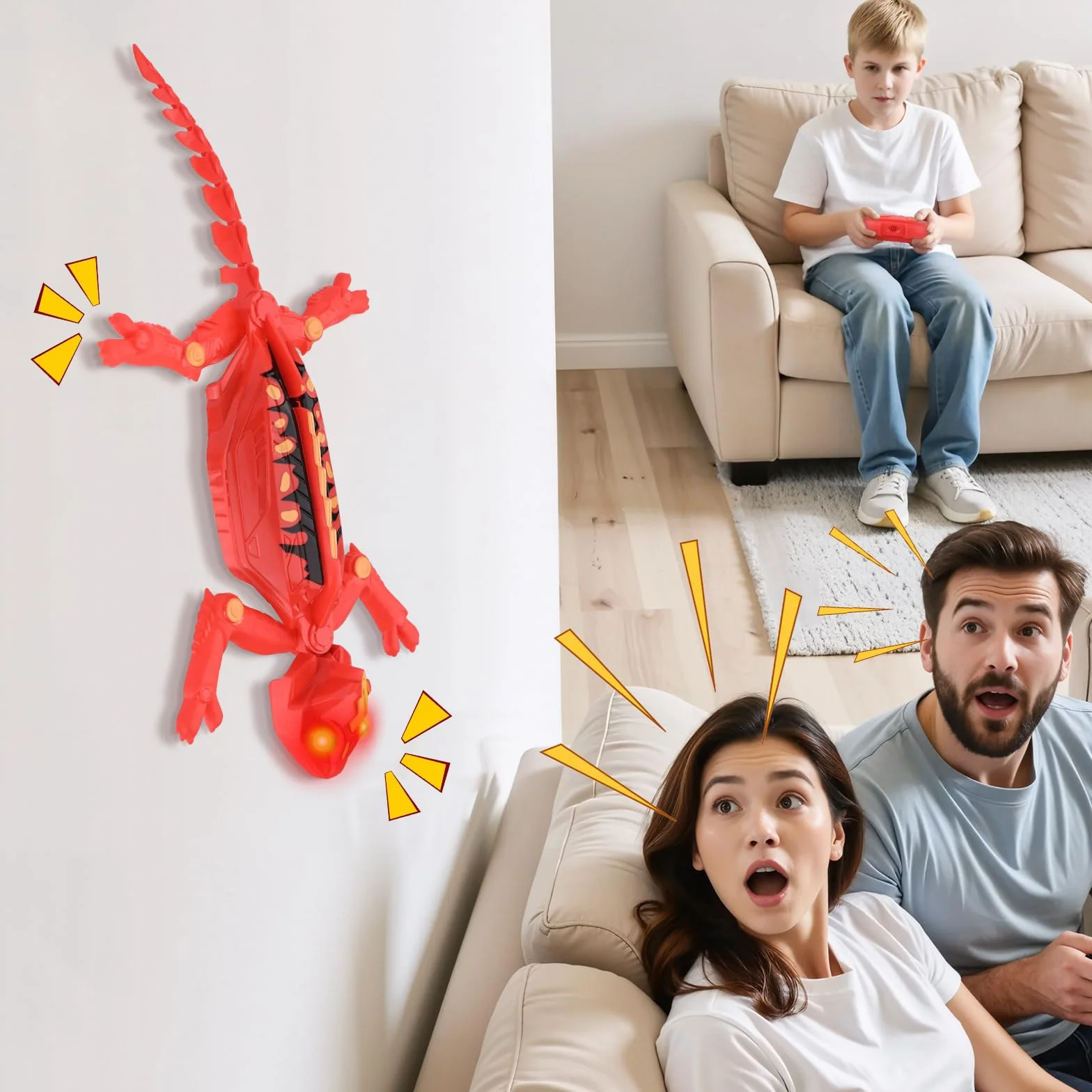 Euakee Ricaricabile Camaleonte Telecomandato, Geco Telecomandato con occhi a LED, Geco Interattivo, Lucertola Robot Giocattoli, Giocattolo per Bambini e Bambine, 4+ Anni (B)
