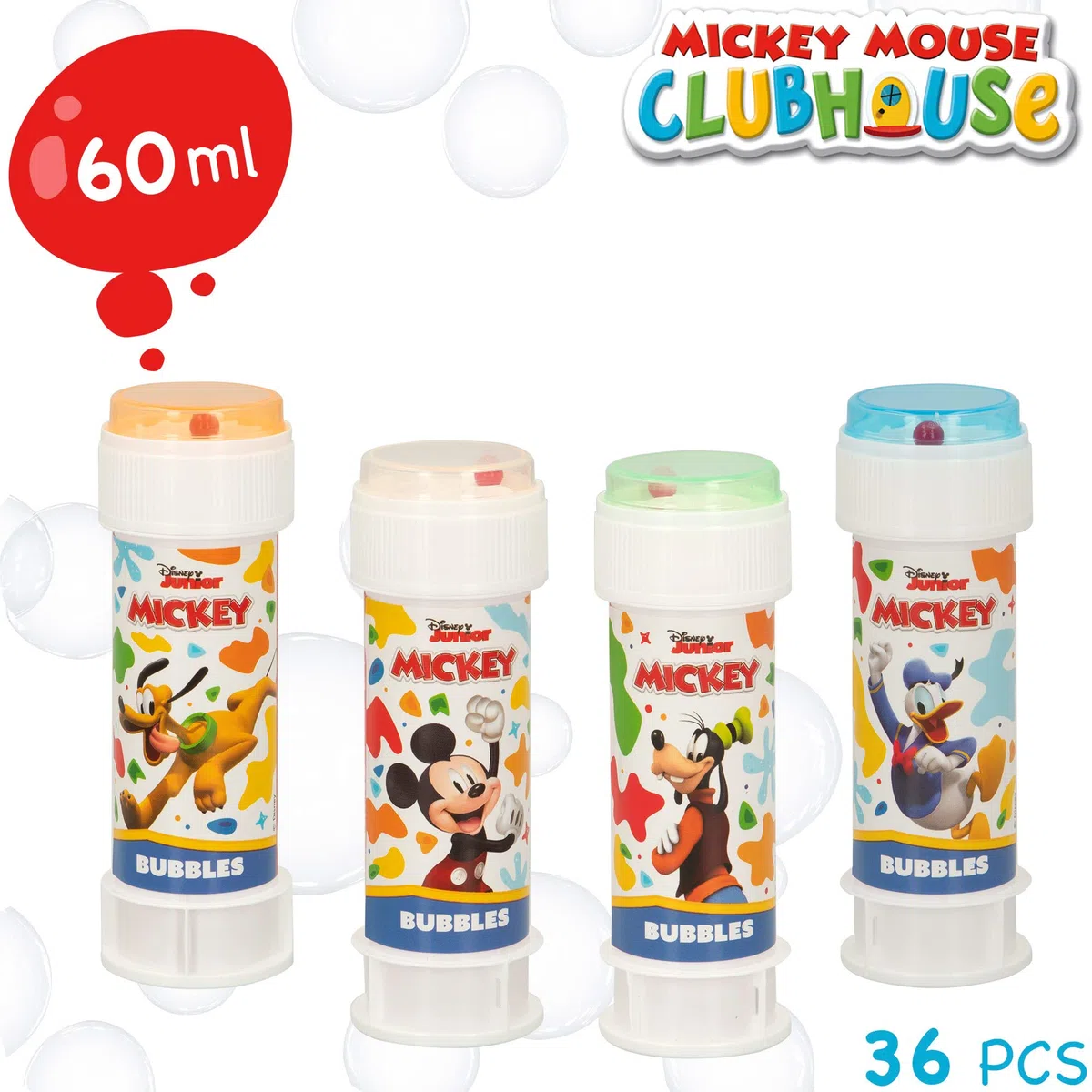 Dulcop- Mickey & Friends Bolle di Sapone Topolino Mickey Mouse (Conf. 36pz), Multicolore, 103.412000