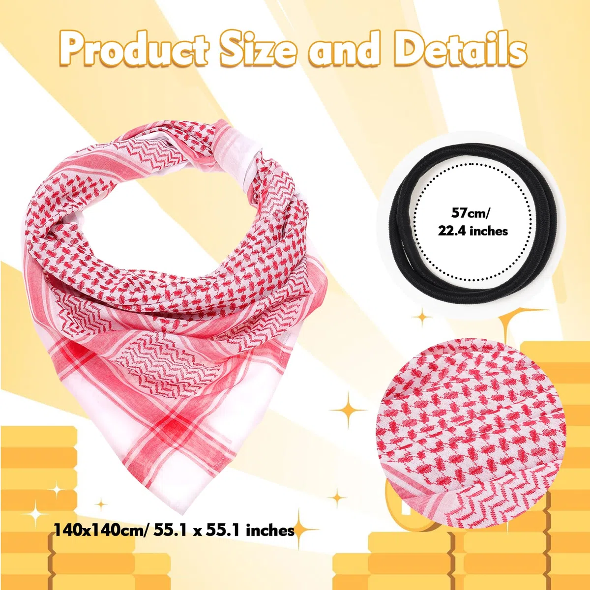 XEPST Arabo Set per gli uomini - 5 pz Accessori Costume Kefiyeh Testa Wrap sciarpa Arabo nero Fascia Halloween Cosplay Carnevale Fancy Dress Up