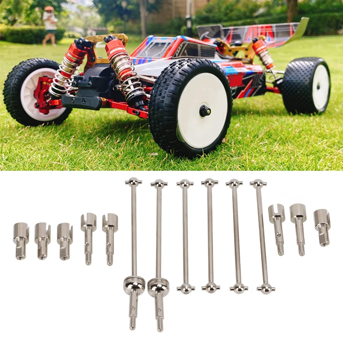 Kit Albero di Trasmissione CVD RC, Set di Giunti Dogbone per Albero di Trasmissione in Acciaio Set di Pezzi di Ricambio per L'aggiornamento del Trattamento Termico per WLtoys 144001 RC Car