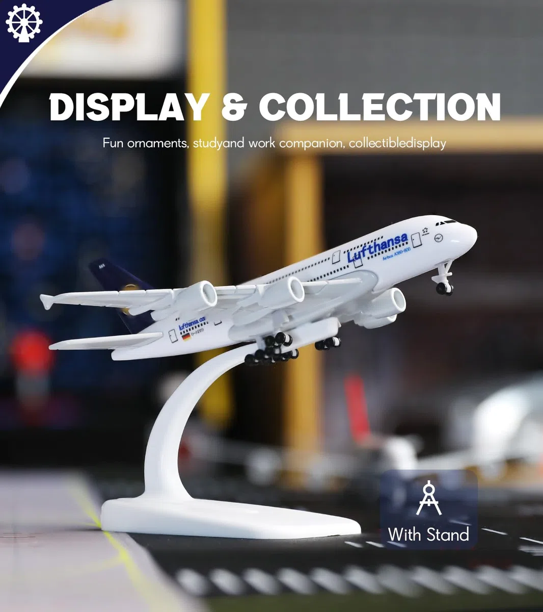 1/400 A380 modello in metallo per Airhansa Airbus A380 con ruote (15,5 cm) adatto per gli appassionati di aviazione da esposizione, può essere utilizzato anche come regalo o decorazione