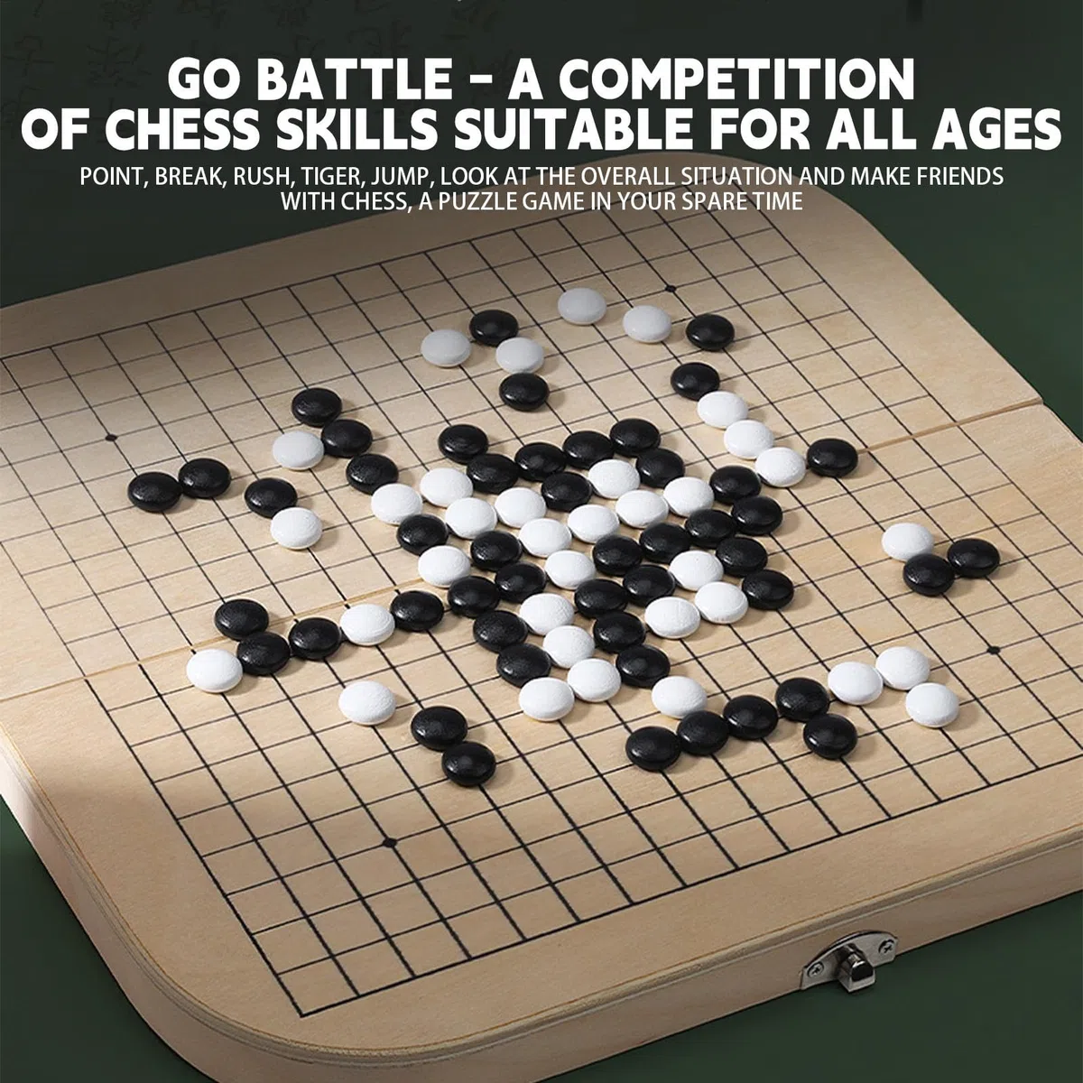 GO Game Board Set, Wood-Go Game, set di giochi da tavolo pieghevole | GO Game Made in legno, pieghevole, in bianco e nero figure così vacanti e durevoli, regali