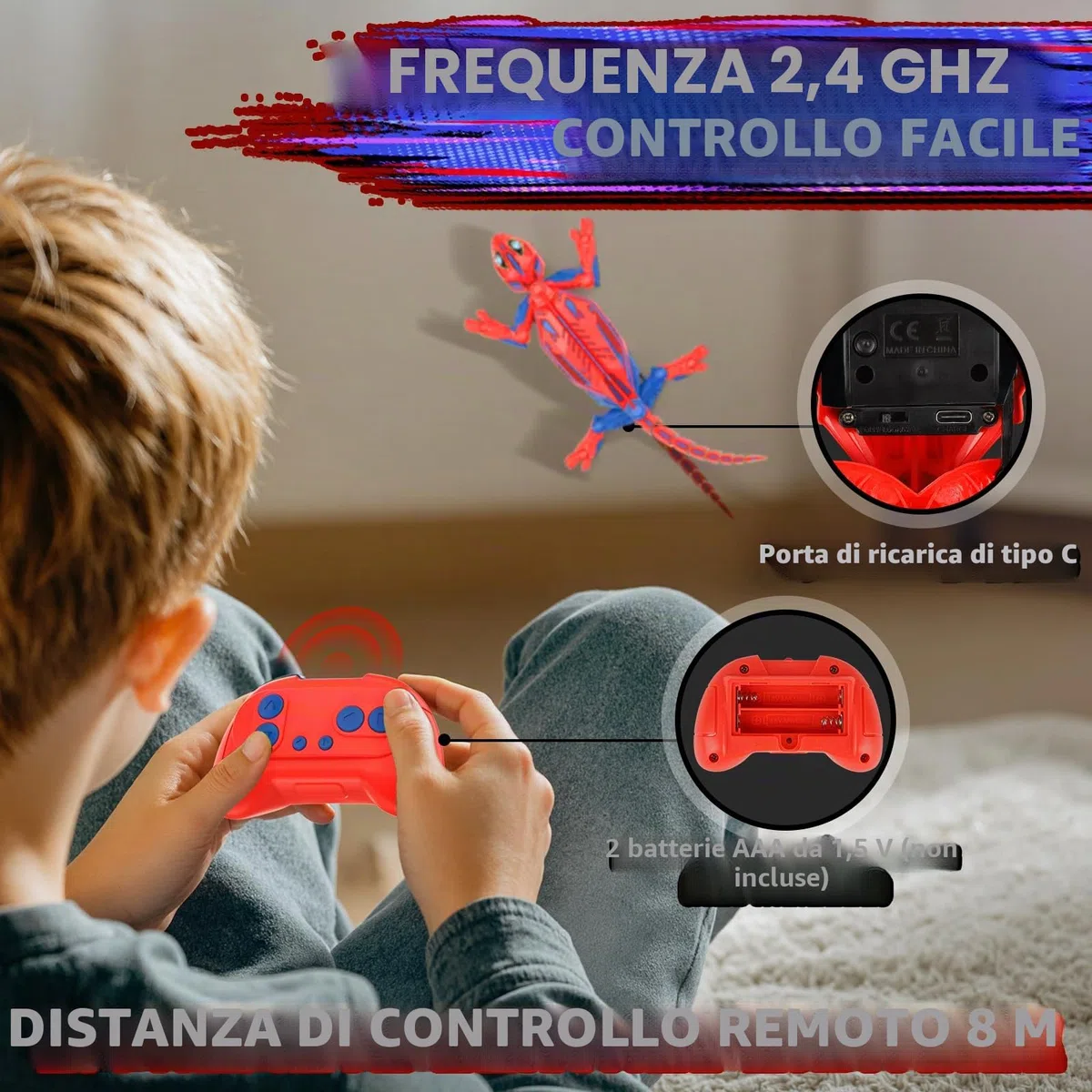 Mieryd Lucertola Telecomandata, Spider Geco Robot Radiocomandato Giochi Bambini 3 4 5 6 7 8 9 10 Anni Giocattolo Animali Che va Sui Muri Regalo Compleanno Pasqua Bimbi Ragazzi Ragazze Gioco Educativi