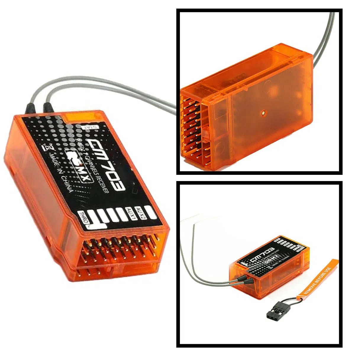 Ricevitore Orange CM703 7CH DSMX – Ricevitore RC a 7 canali da 2,4 GHz con uscita PPM/PWM (senza interferenze, compatibile con trasmettitori Spektrum/JR)