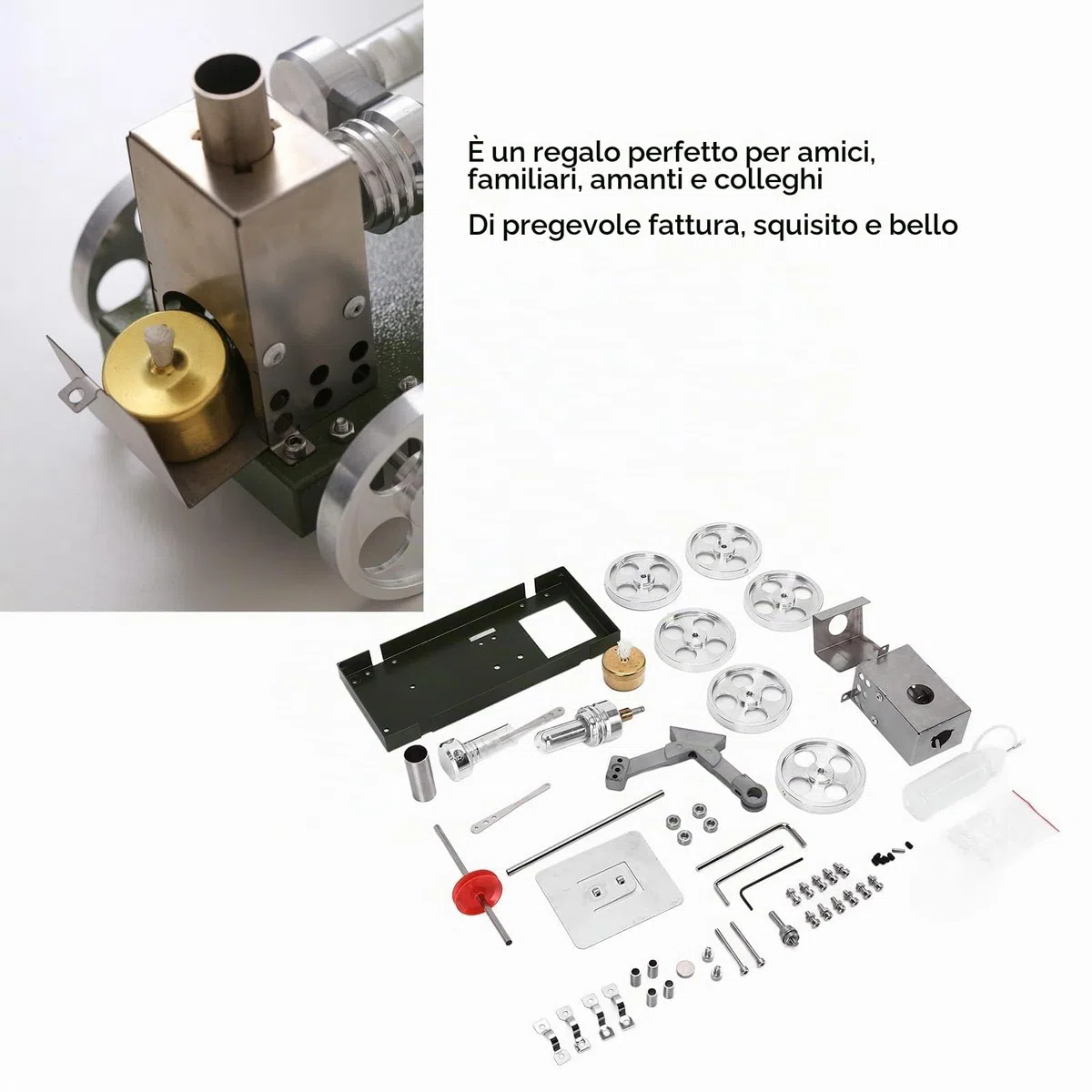 Atyhao Kit Motore a Vapore, Macchinari a Vapore Kit di modellismo Funzionamento Semplice Modello di Motore Stirling per l'apprendimento Meccanico della Fisica per Le dimostrazioni in Classe